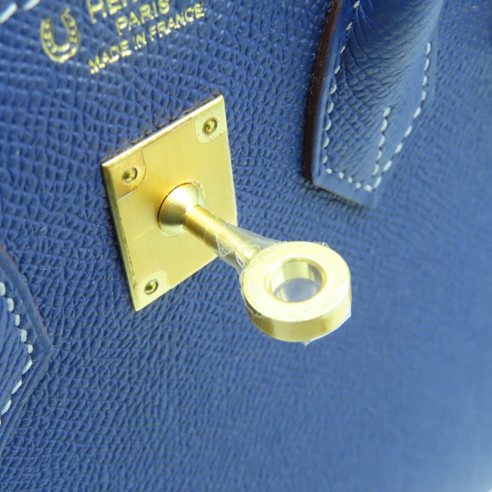 HERMES Epsom皮革Birkin 25 Sellier Special Order金扣手挽袋Bleu Encre墨水藍色
