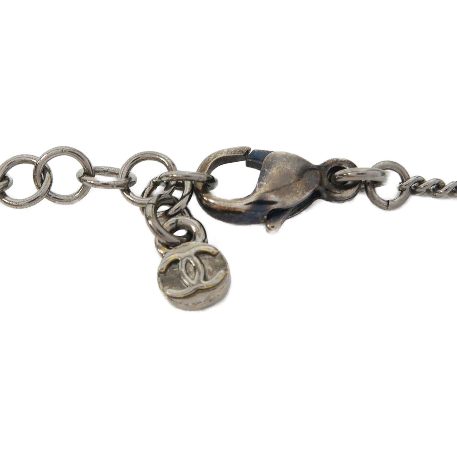 CHANEL 金屬Necklace項鍊銀色/藍色