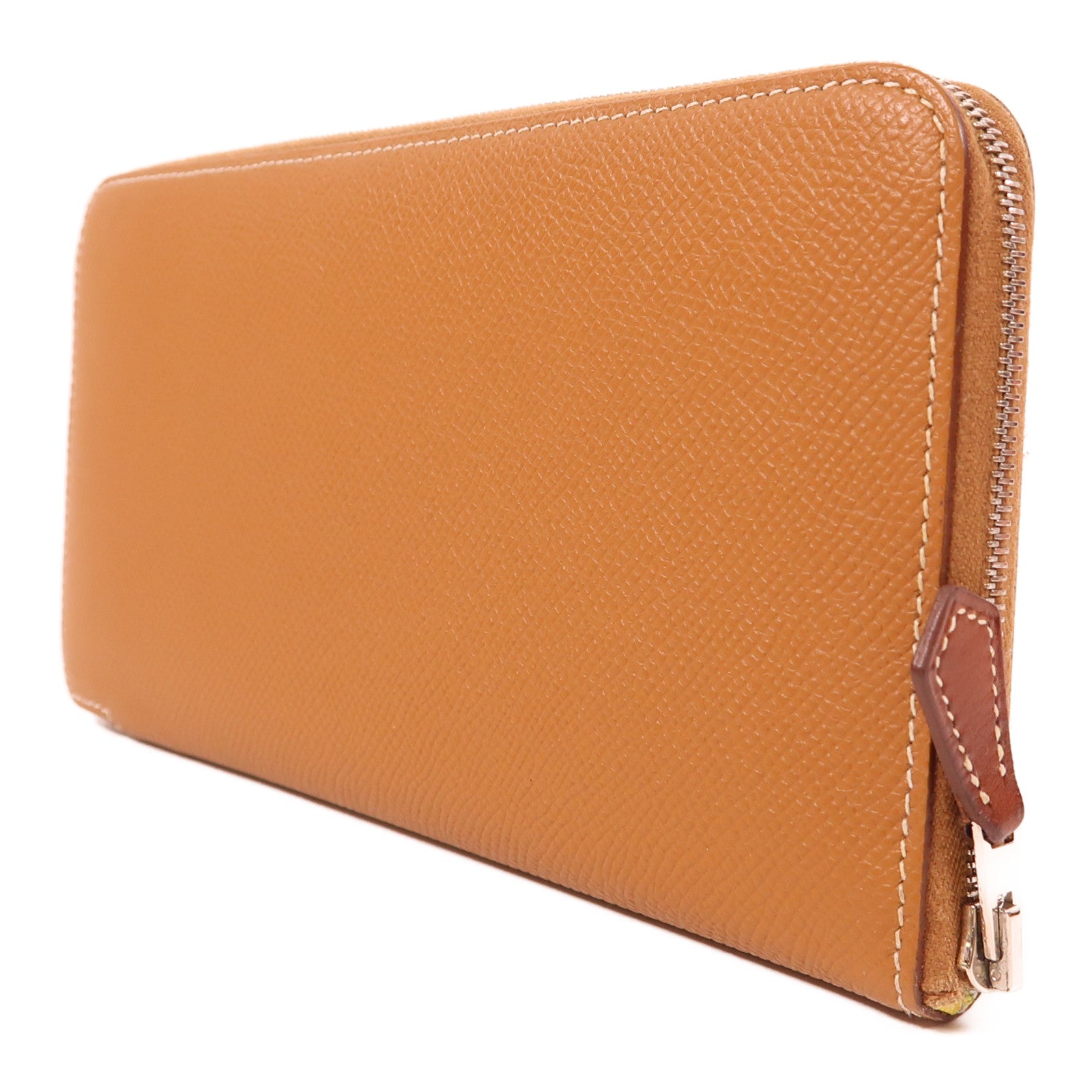 HERMES Epsom皮革Silk In Long Wallet銀扣長錢包Gold