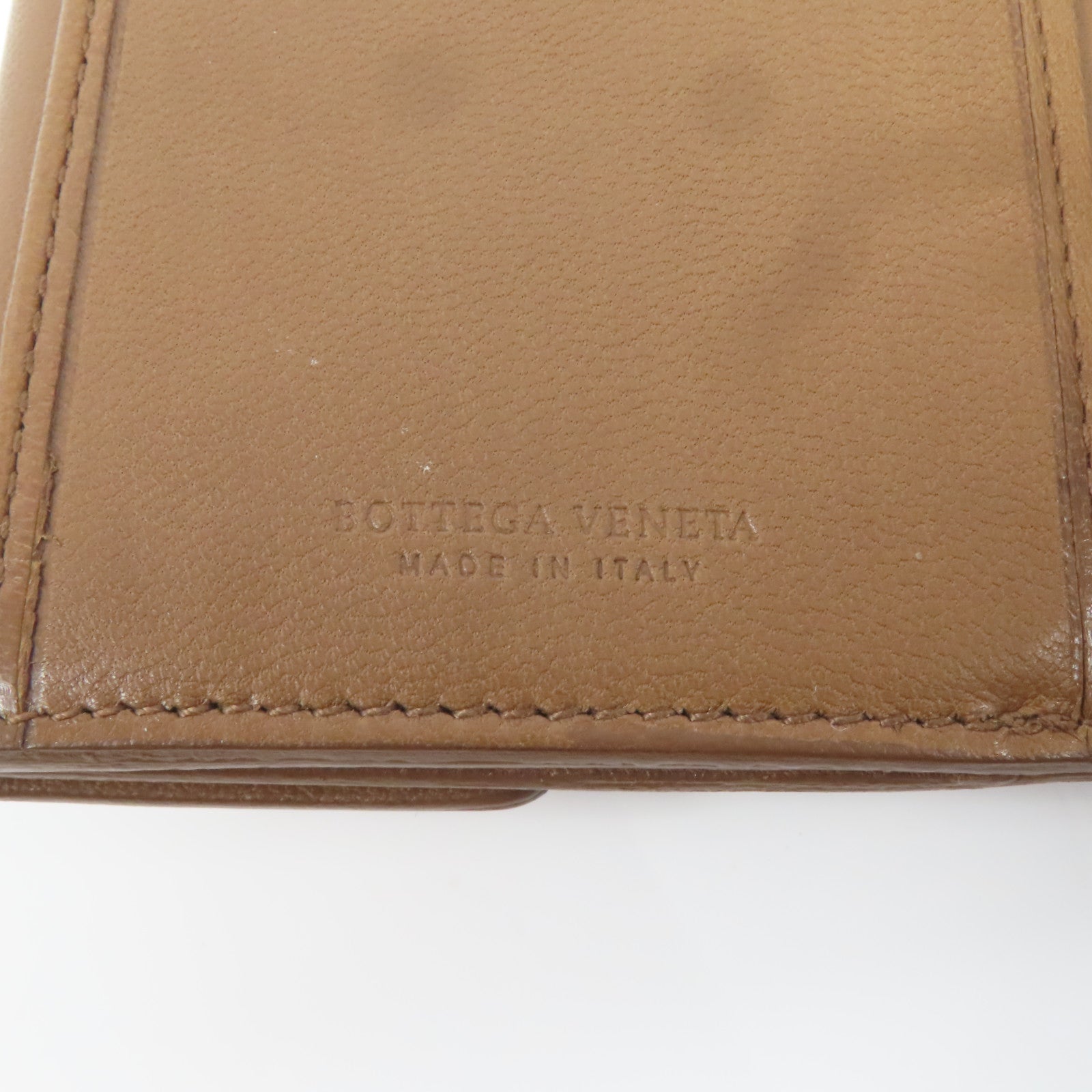 BOTTEGA VENETA 【激減優惠】織紋皮革Wallet銀扣錢包啡色