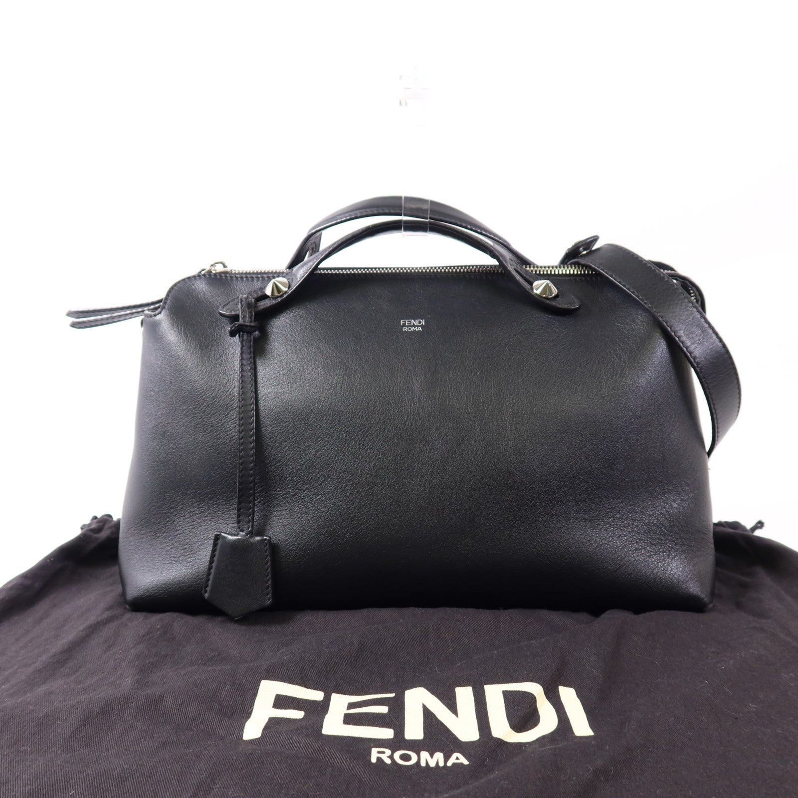 FENDI SHW By The Way 2 Way Shoulder Bag Handbag 8BL125 Calfskin Leather Black
