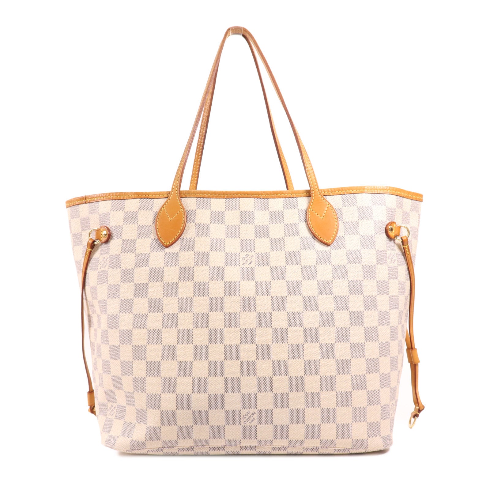 LOUIS VUITTON Damier Azur Neverfull MM金扣手挽袋