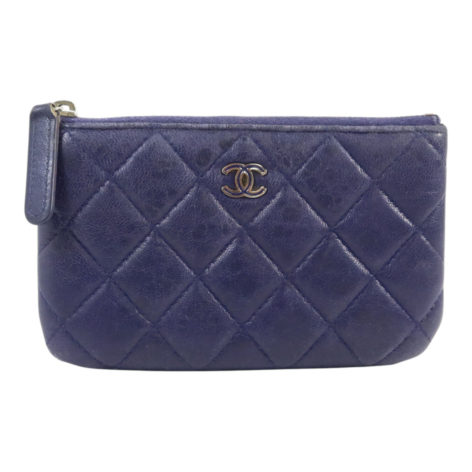 CHANEL 羊皮皮革Mini Zipped Pouch銀扣手拿包