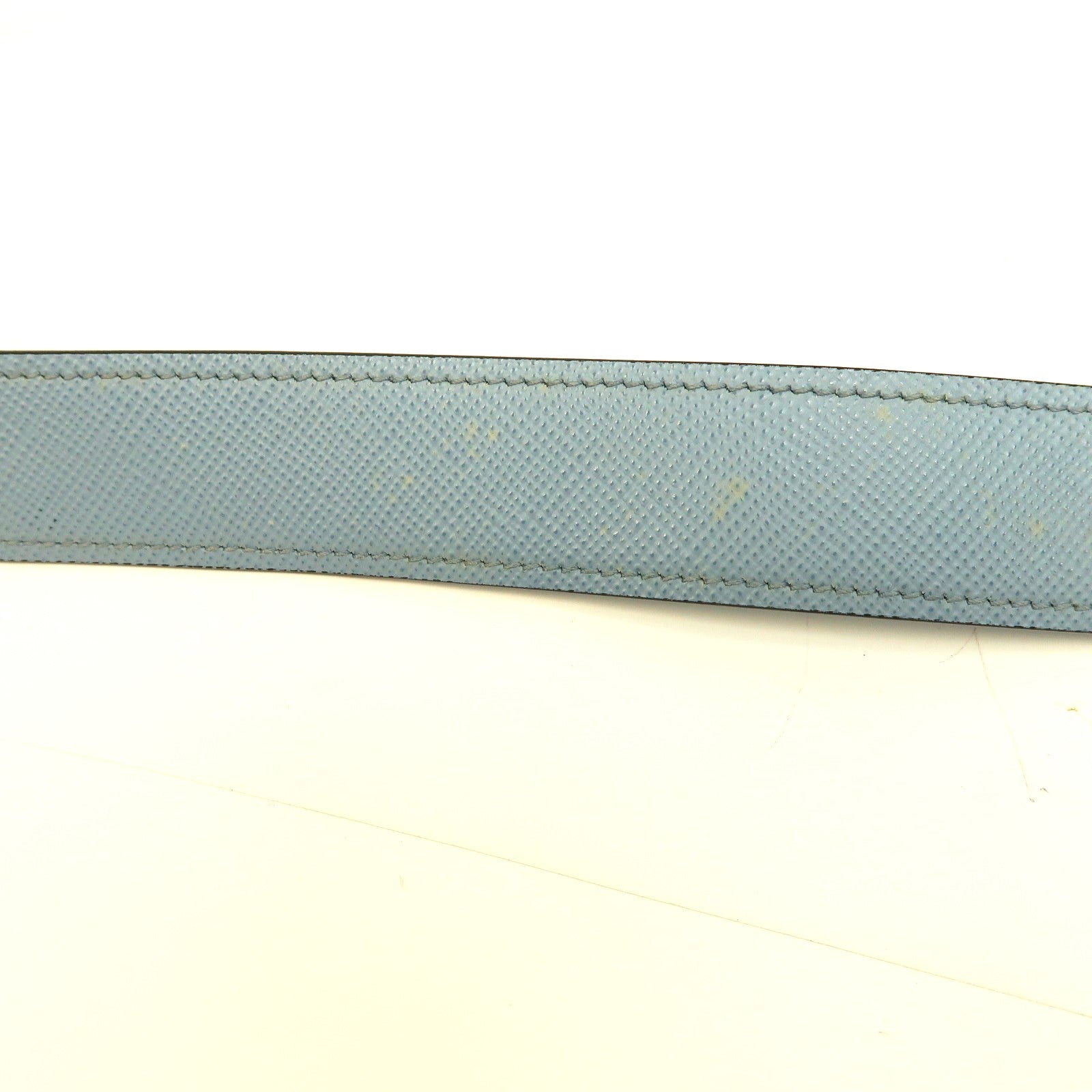 PRADA 【激減優惠】Saffiano皮革Shoulder Bag銀扣手挽肩背兩用袋藍色