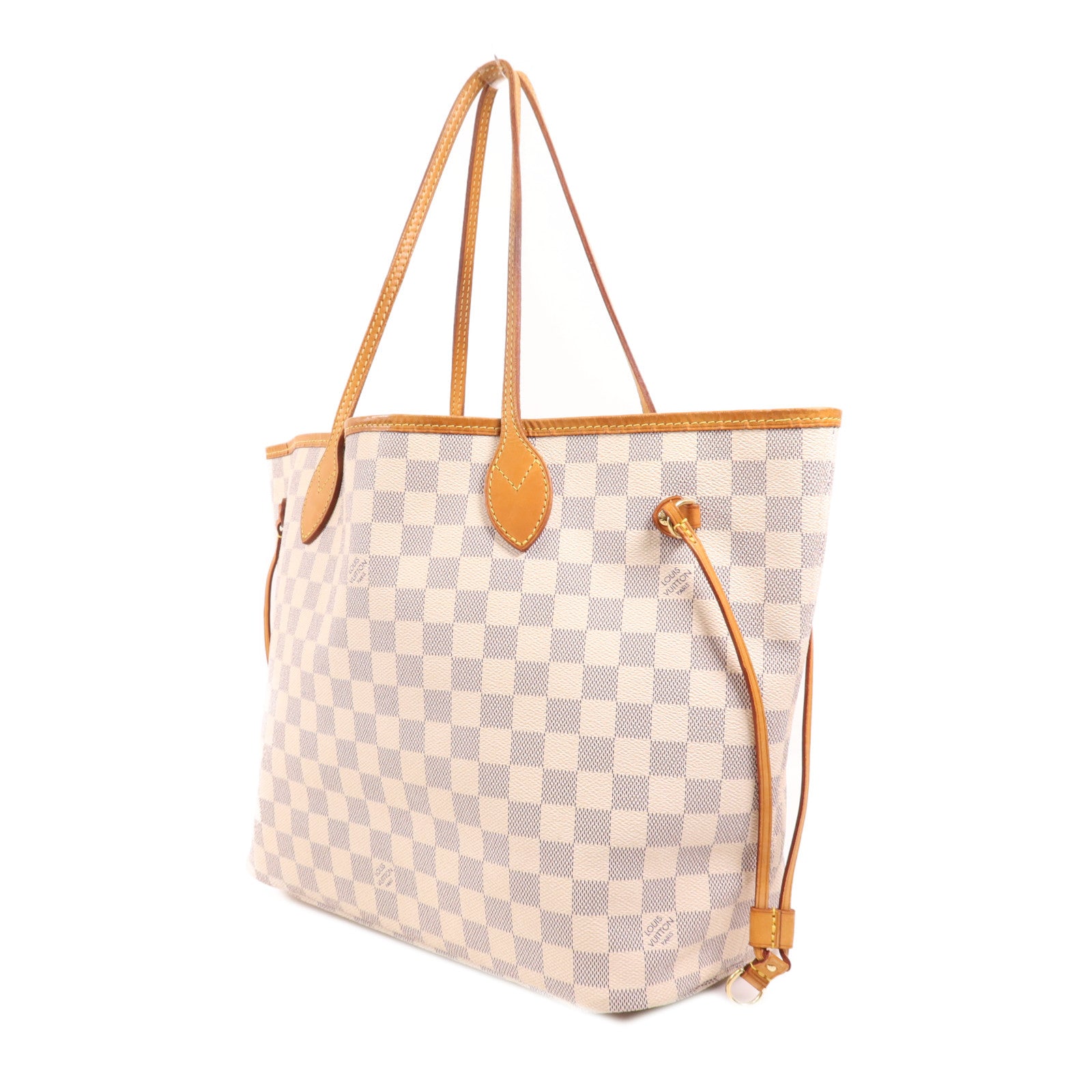 LOUIS VUITTON Damier Azur Neverfull MM金扣手挽袋