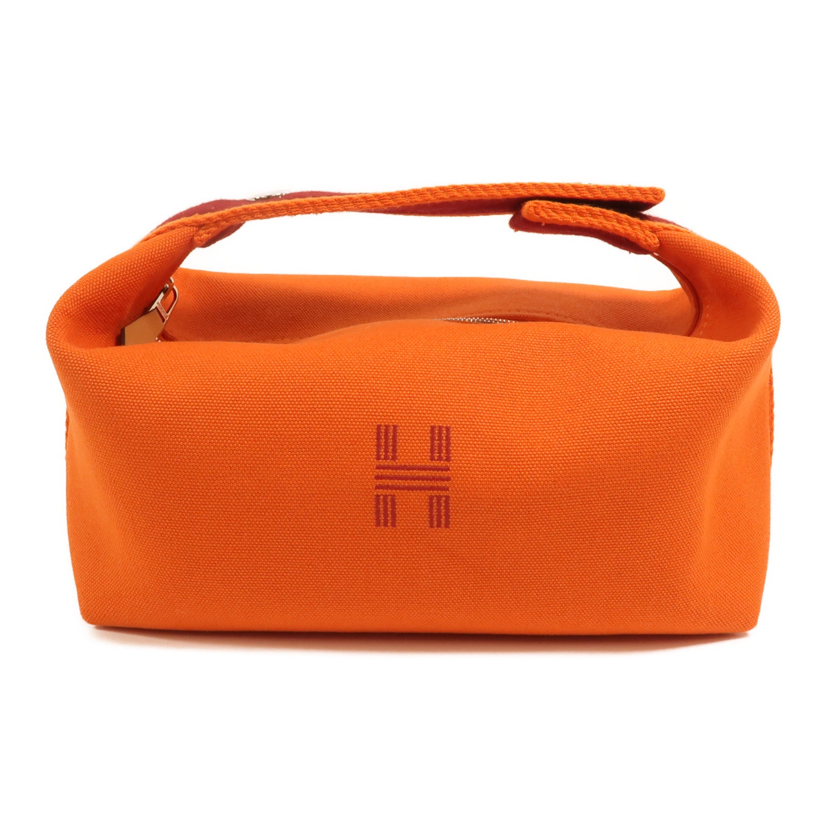 HERMES 帆布Bride A Brac Case PM銀扣手挽袋Orange