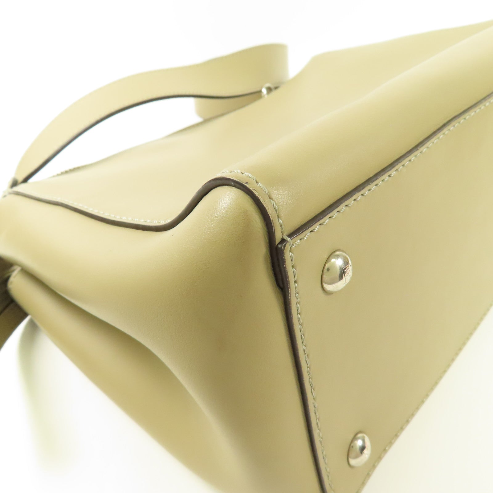 FENDI SHW Dotcom 2Way Shoulder Hand Bag Calfskin Leather 8BN293 Gray