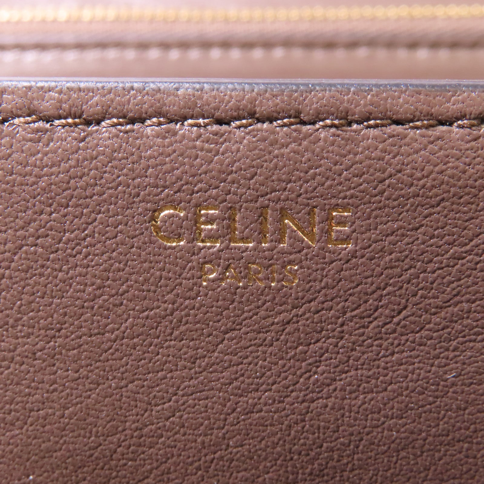 CELINE 蜥蝪皮革Classic Box金扣肩背袋白色/啡色