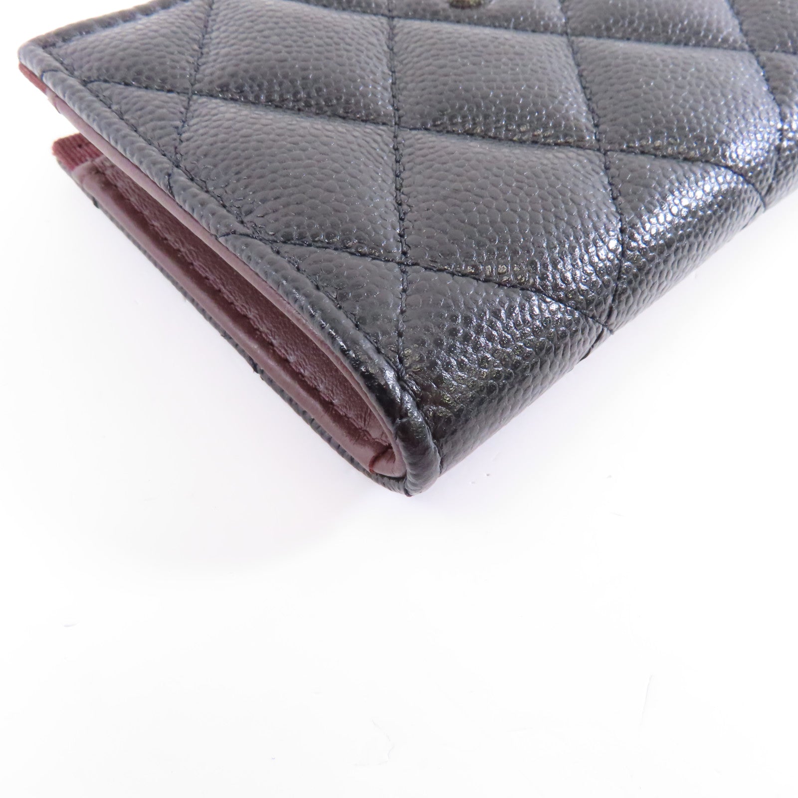 CHANEL 菱格Caviar皮革Coin Case銀扣零錢包黑色