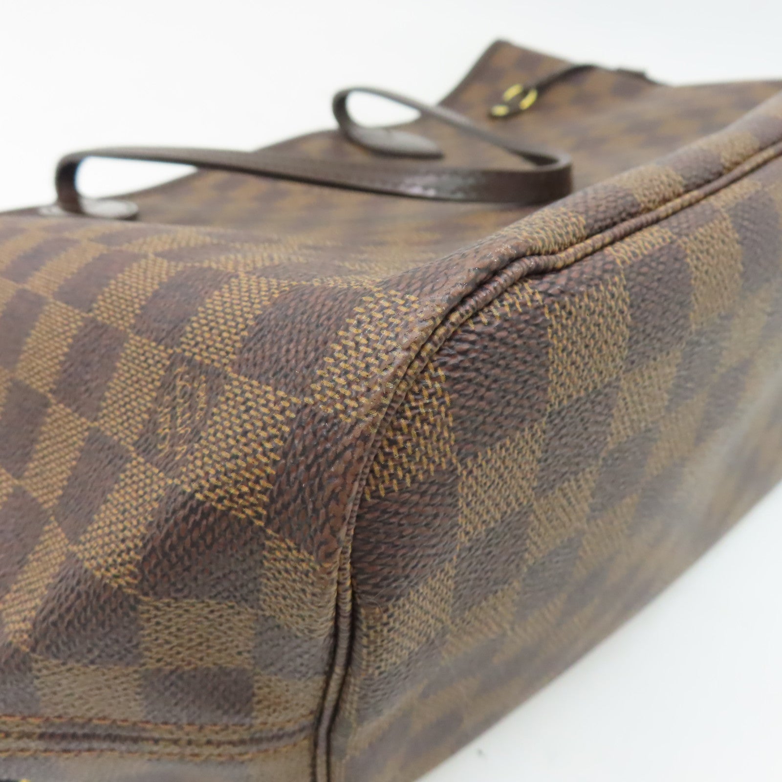 LOUIS VUITTON Damier Neverfull MM金扣肩背袋啡色