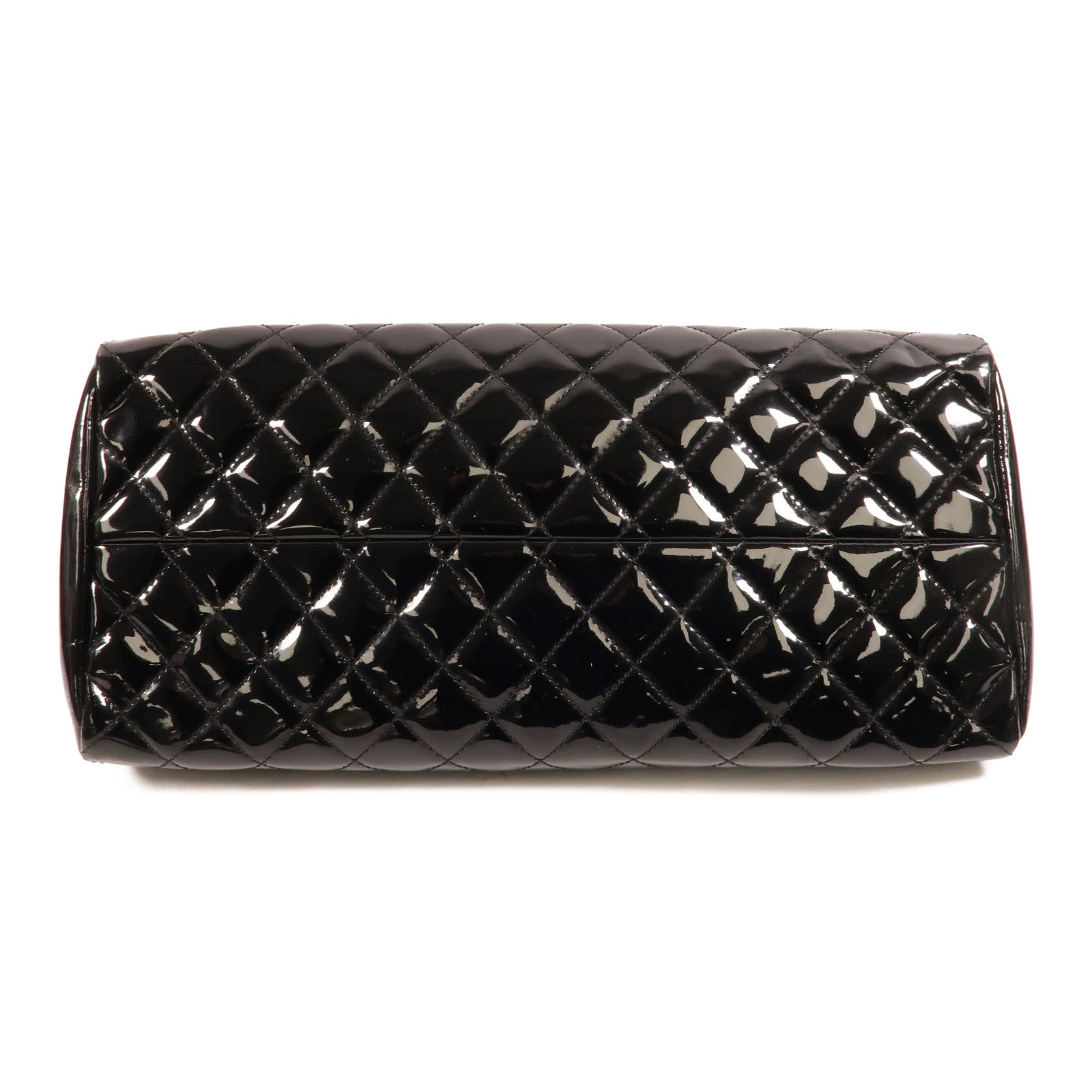 CHANEL 漆皮皮革Mademoiselle Bowling Bag鏈帶肩背袋