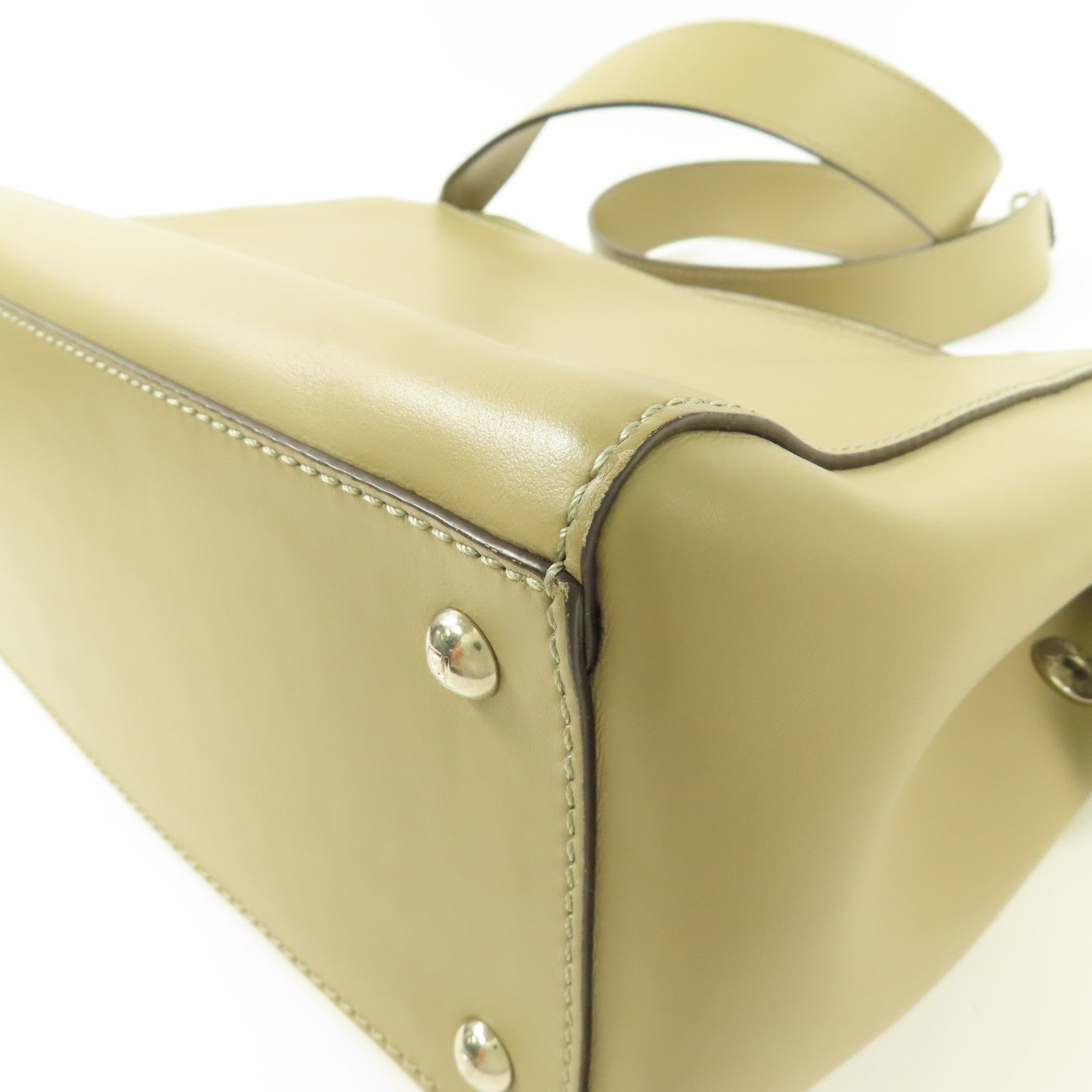 FENDI SHW Dotcom 2Way Shoulder Hand Bag Calfskin Leather 8BN293 Gray