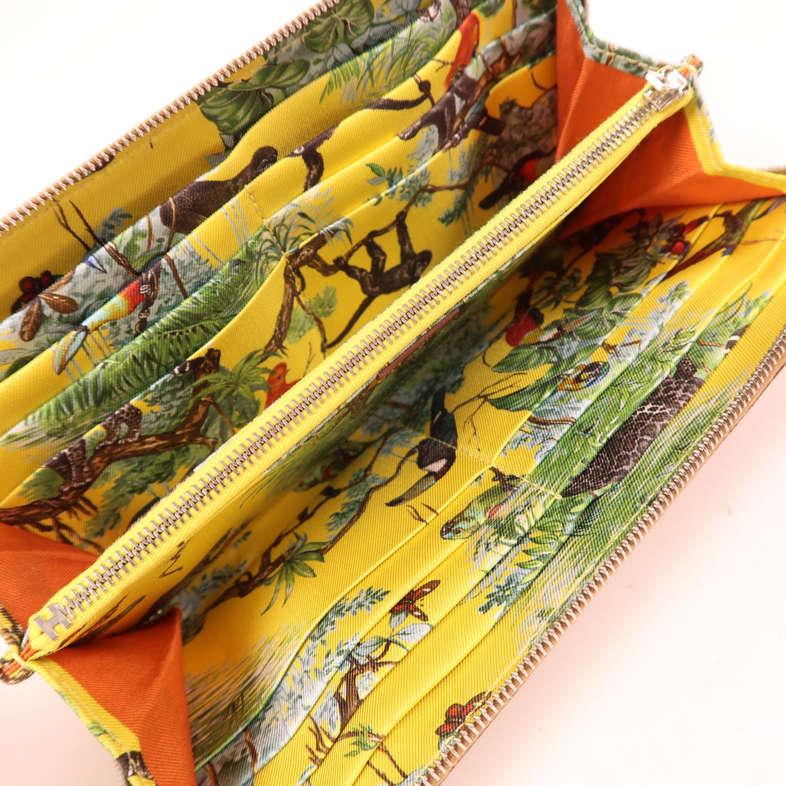 HERMES Epsom皮革Silk In Long Wallet銀扣長錢包Gold