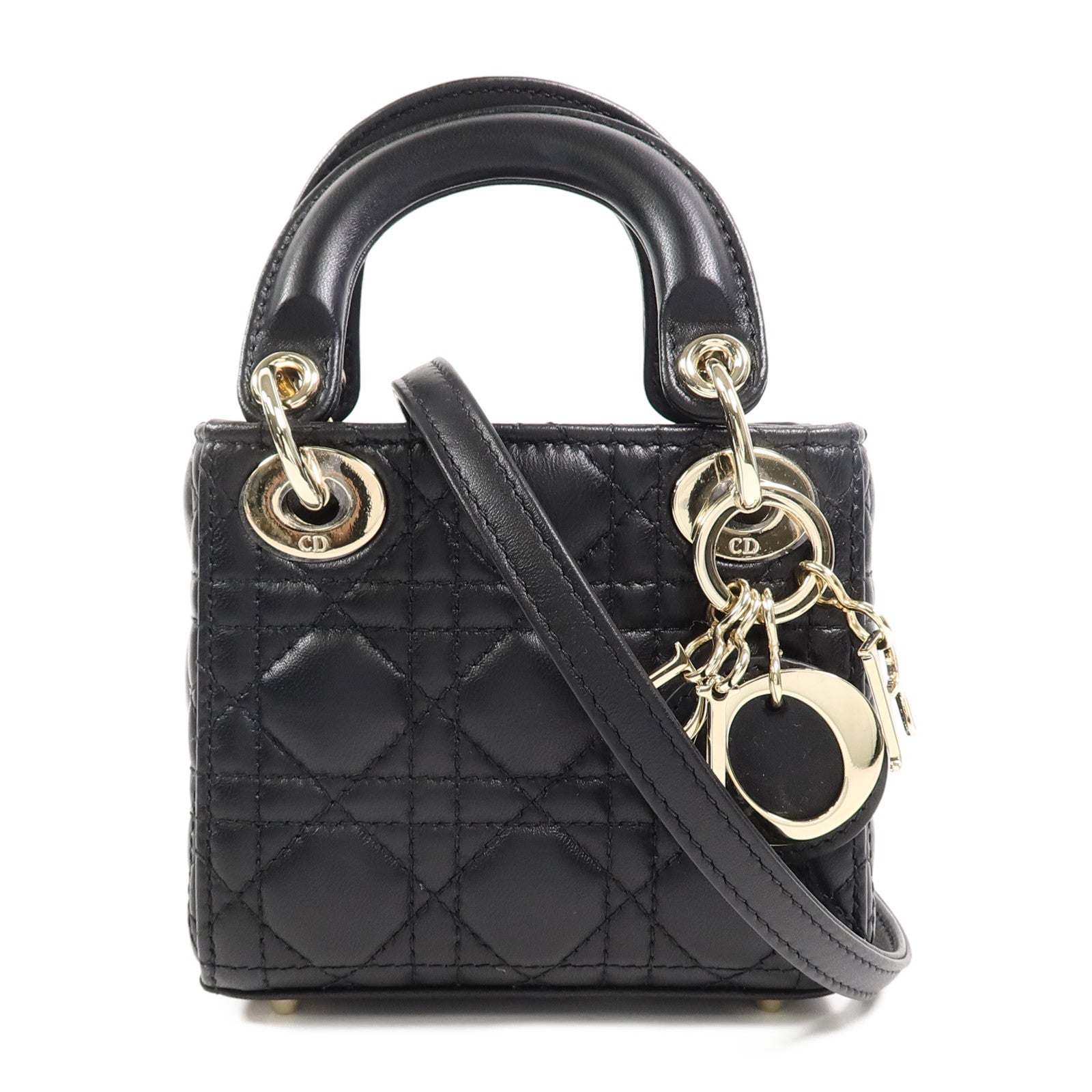 Dior 羊皮皮革Lady Dior Micro手挽肩背兩用袋