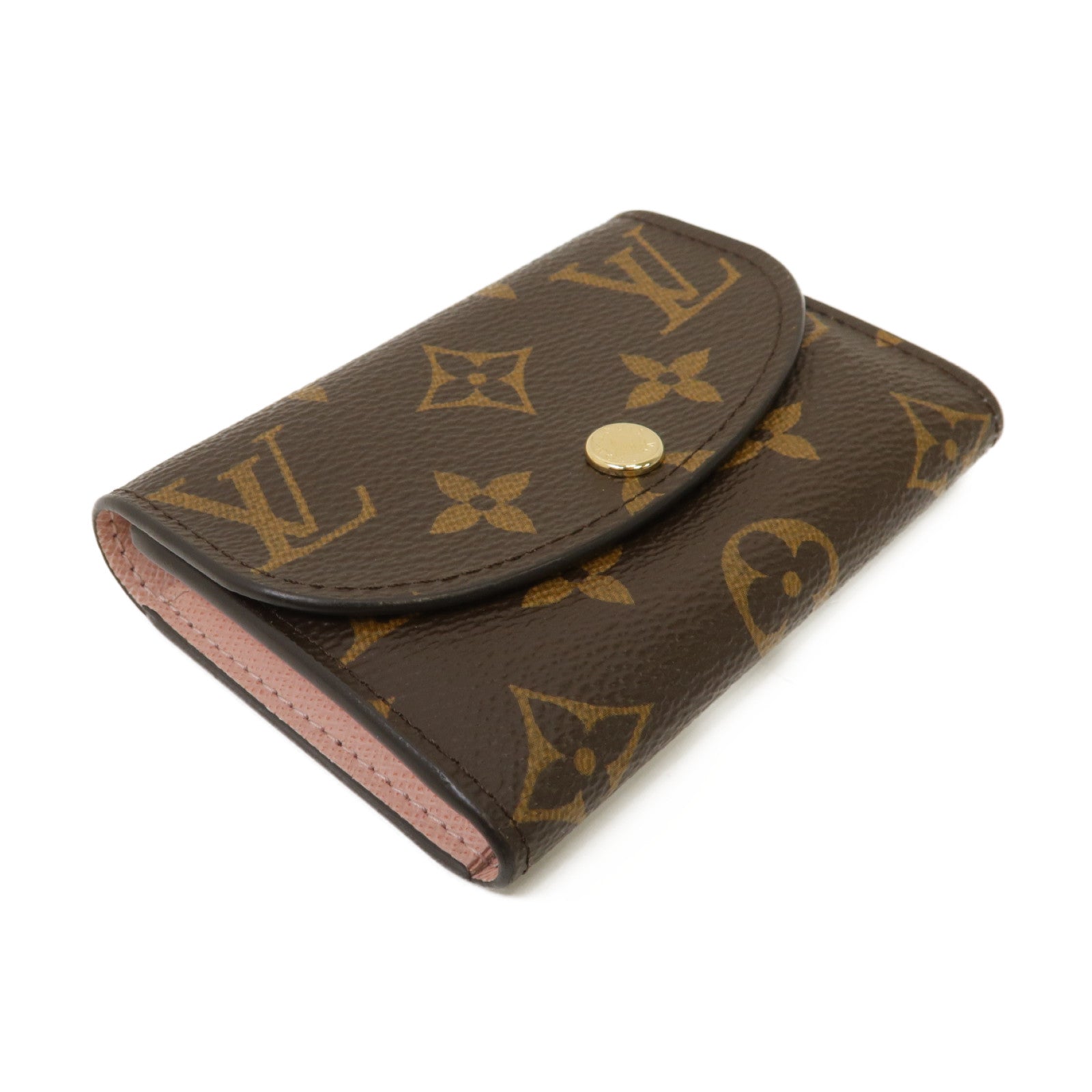 LOUIS VUITTON Monogram Rosalie金扣零錢包粉紅色/棕色