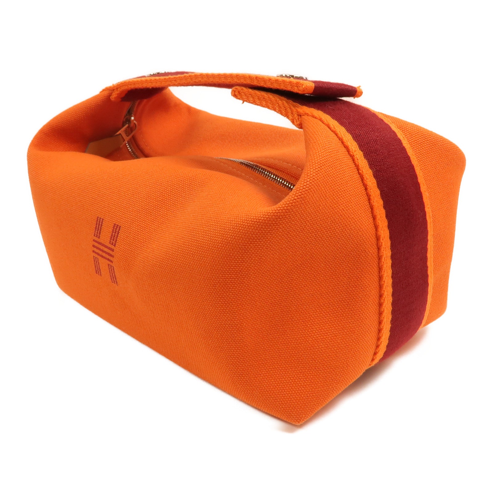 HERMES 帆布Bride A Brac Case PM銀扣手挽袋Orange