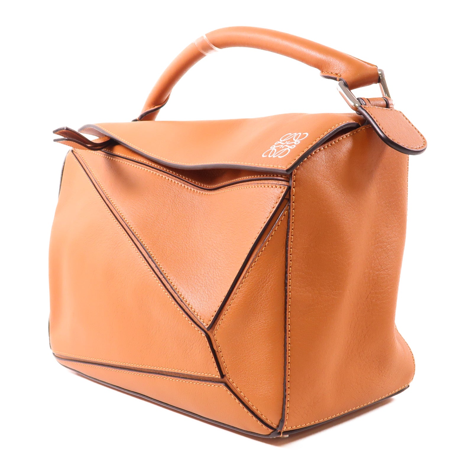 LOEWE 牛皮皮革Puzzle銀扣手挽肩背兩用袋