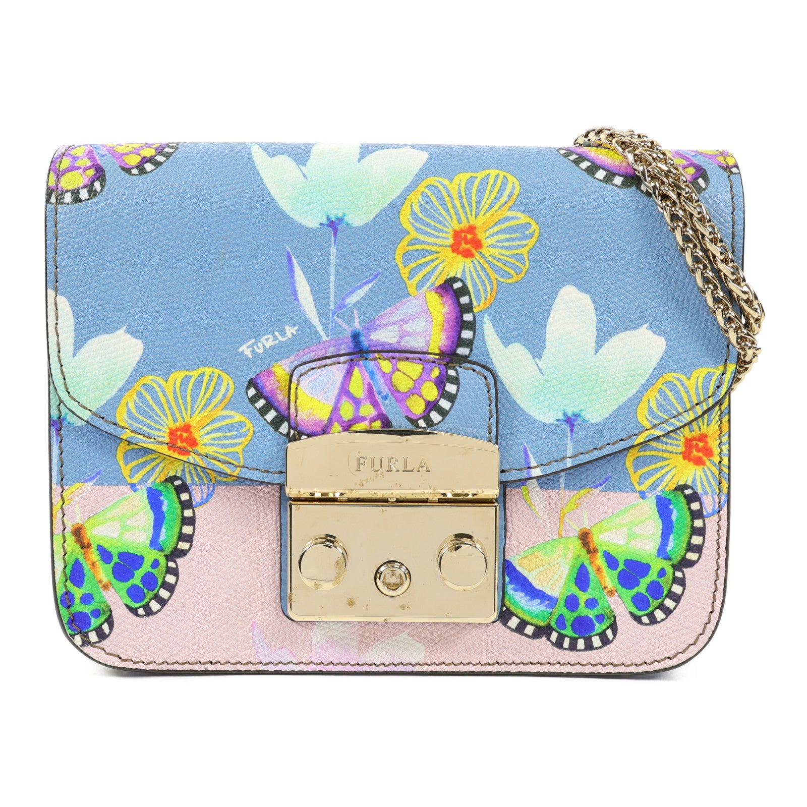 Furla 牛皮皮革Shoulder Bag金扣肩背袋