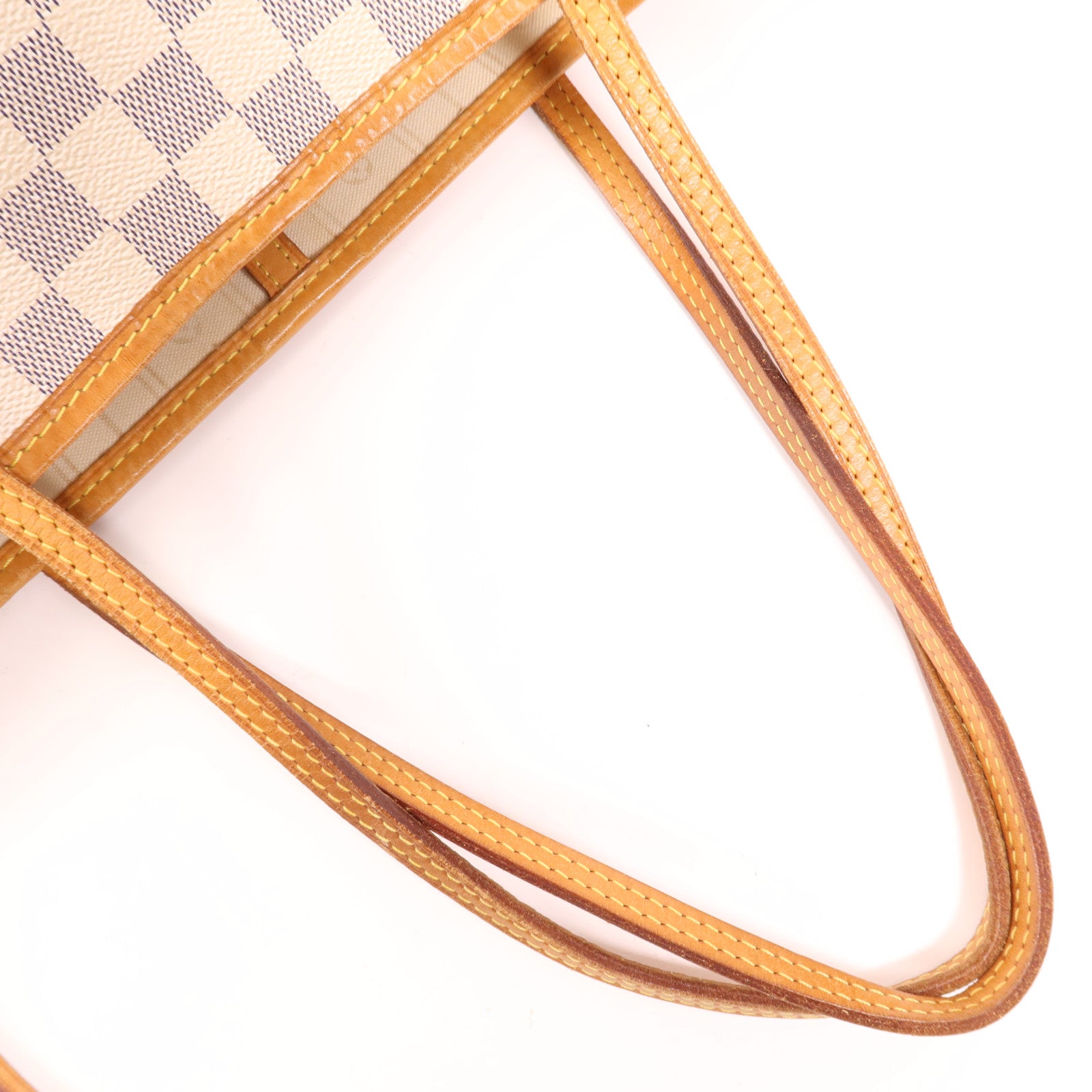 LOUIS VUITTON Damier Azur Neverfull MM金扣手挽袋