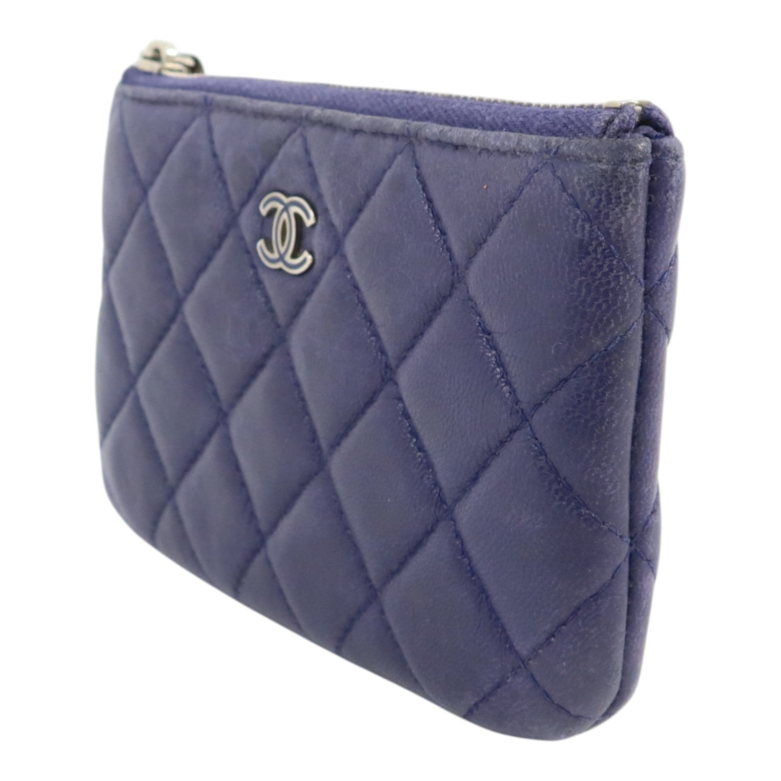 CHANEL 羊皮皮革Mini Zipped Pouch銀扣手拿包