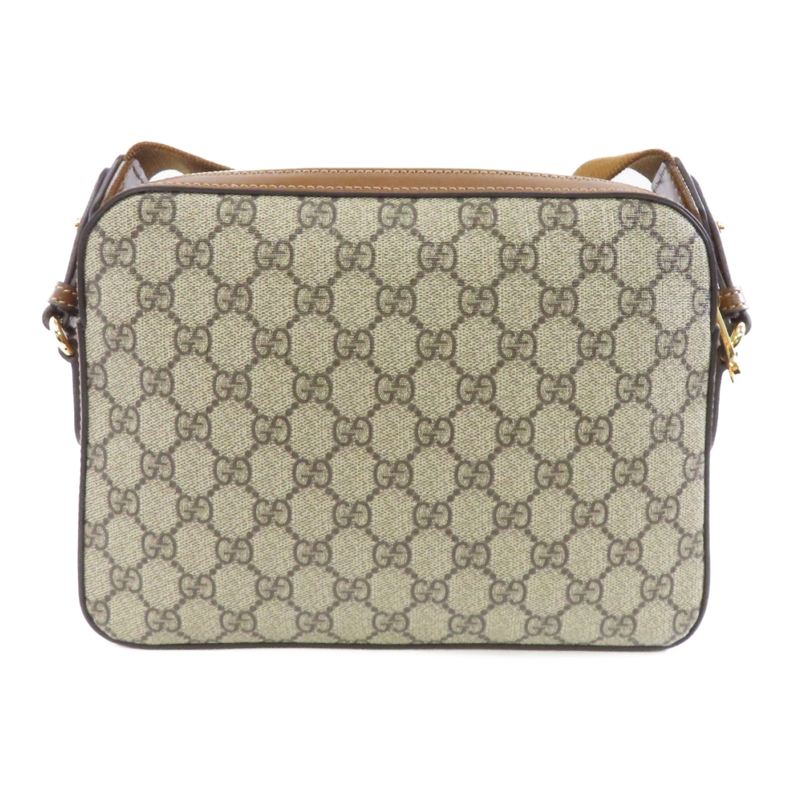 GUCCI 塗層帆布Interlocking G Bag金扣肩背袋啡色