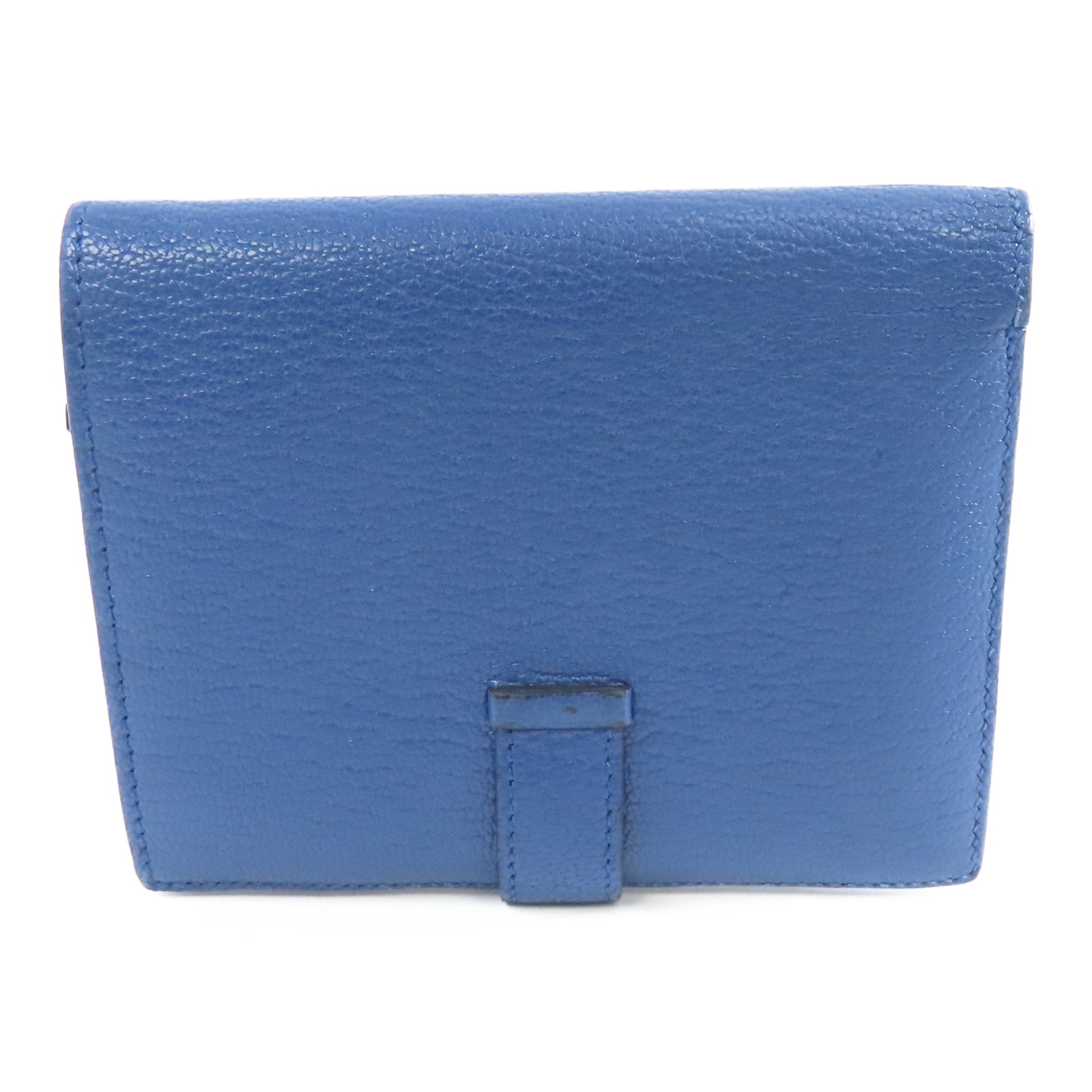HERMES Chevre皮革Bearn Wallet銀扣錢包藍色