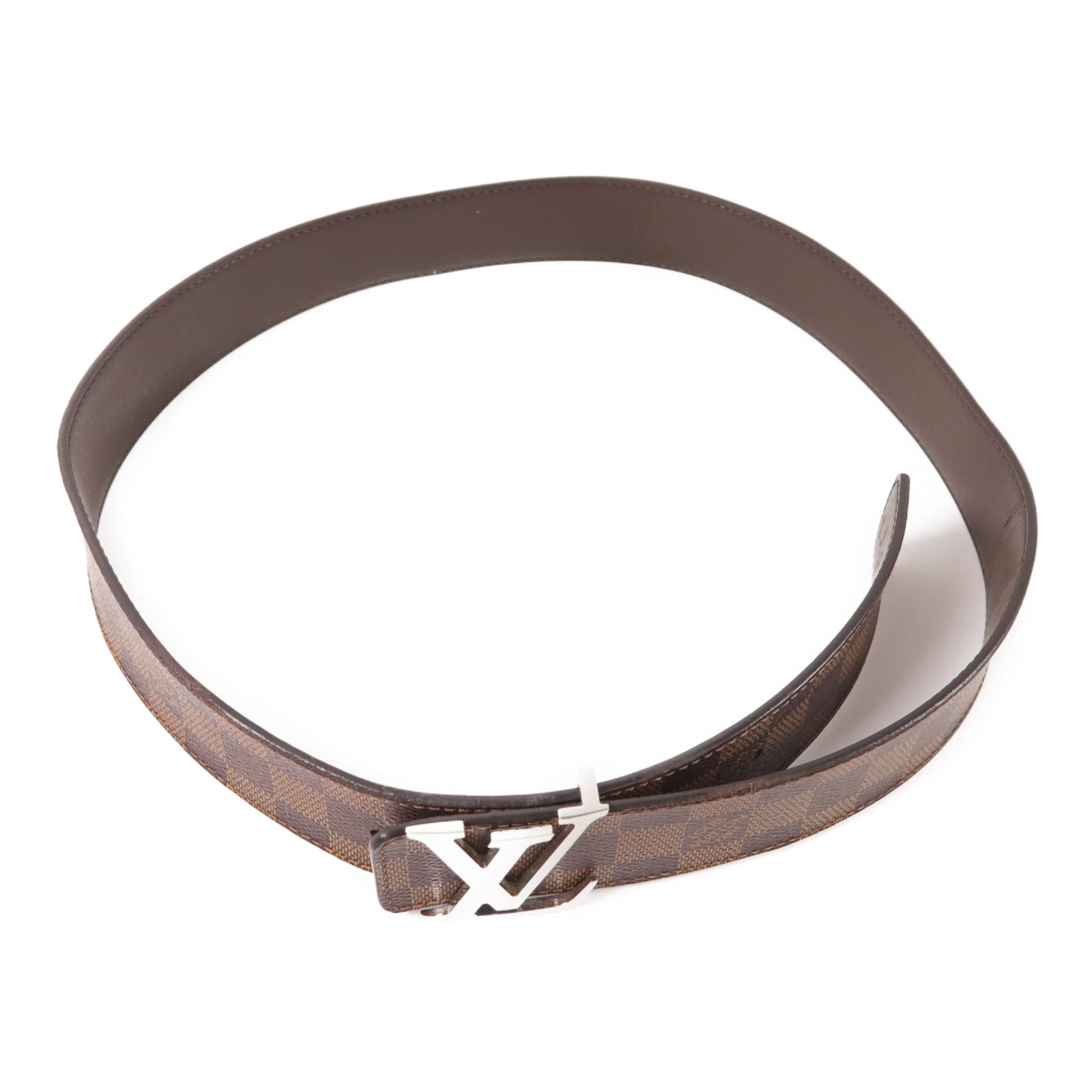 LOUIS VUITTON Damier Belt銀扣皮帶