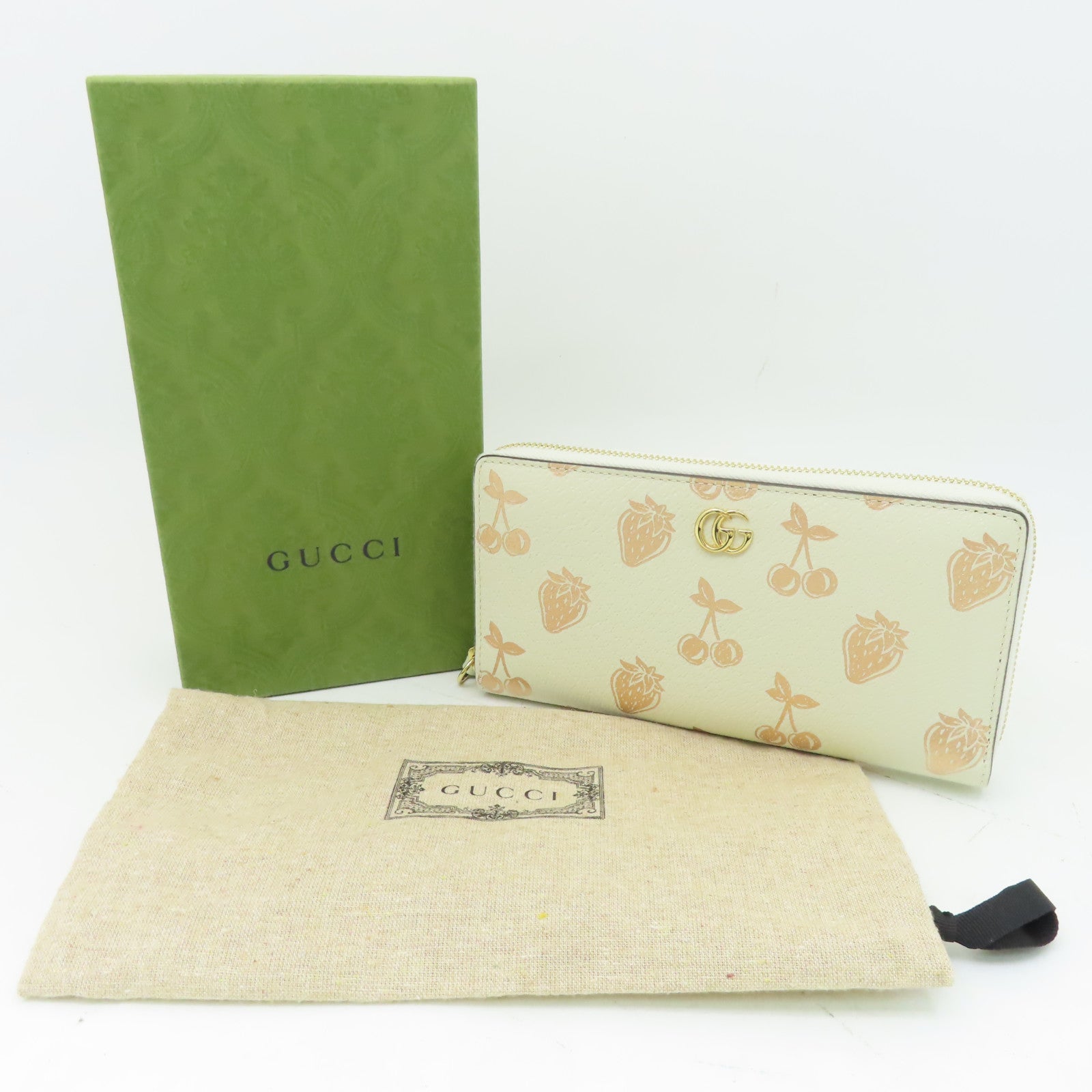 GUCCI 【激減優惠】牛皮皮革Long Wallet金扣長錢包米色