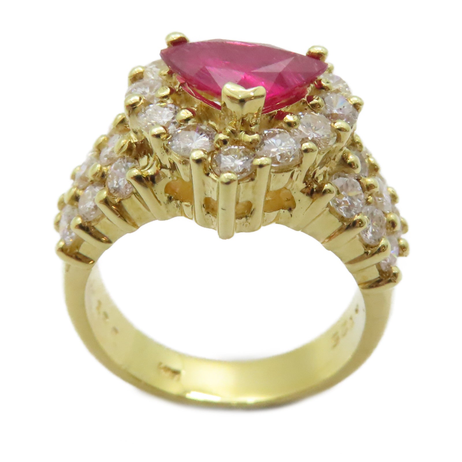 JEWELRY 18K黃金Ruby Diamond Ring 1.25ct紅寶石/1.90ct鑽石戒指US#6.5