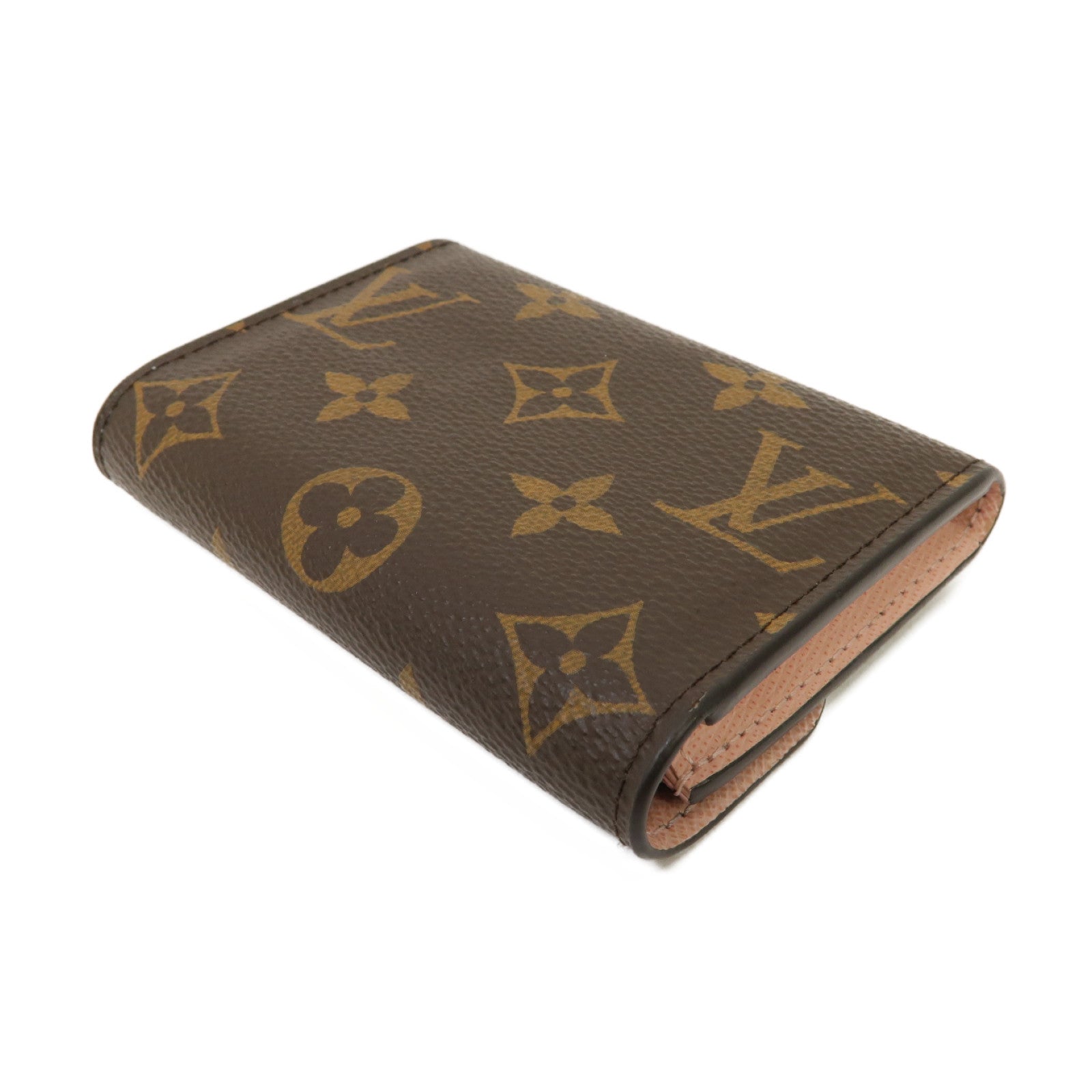 LOUIS VUITTON Monogram Rosalie金扣零錢包粉紅色/棕色