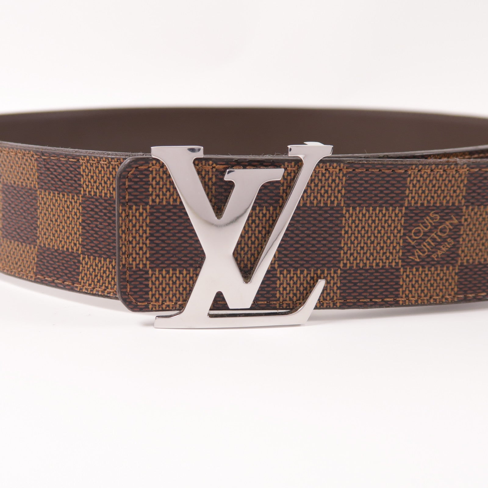 LOUIS VUITTON Damier Belt銀扣皮帶