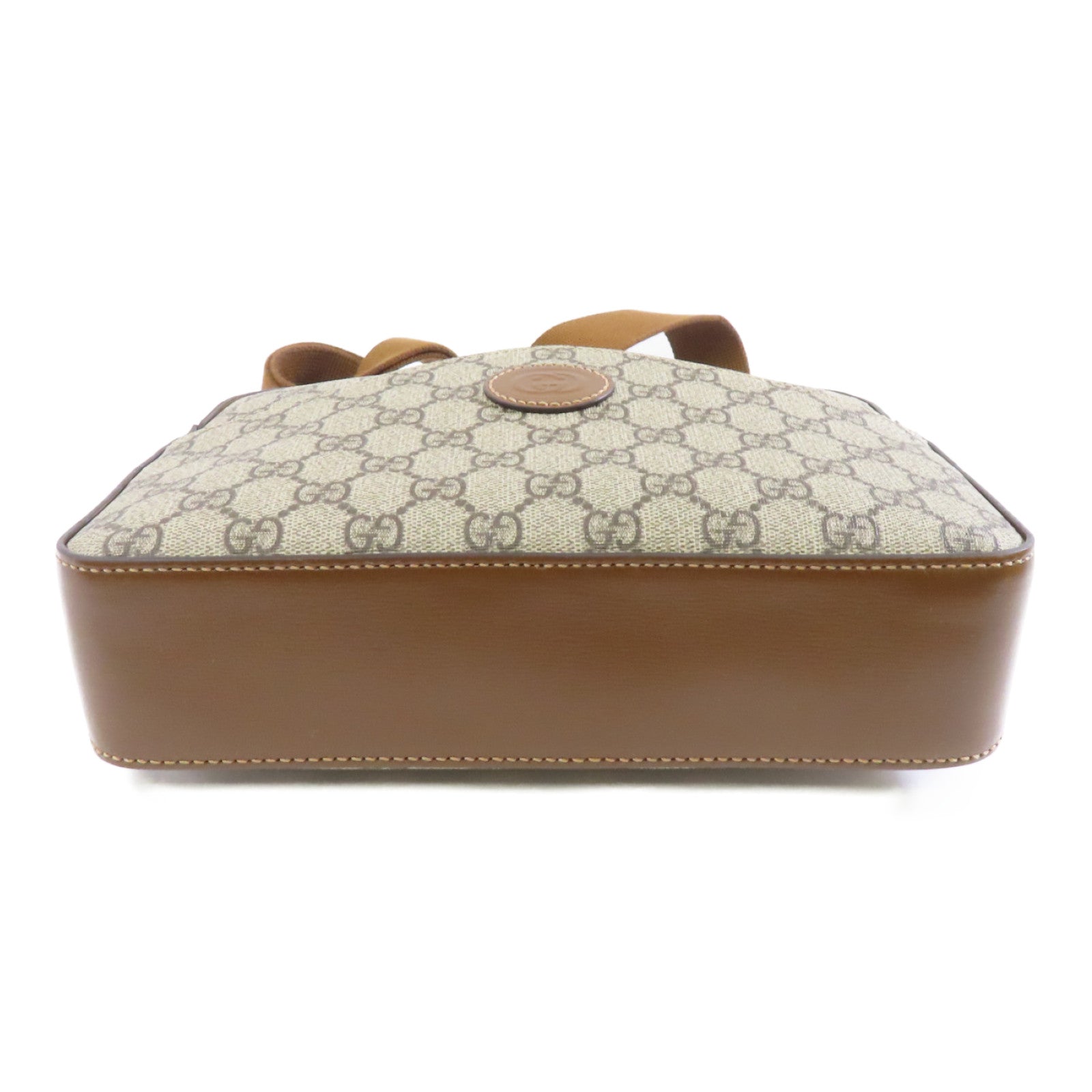 GUCCI 塗層帆布Interlocking G Bag金扣肩背袋啡色