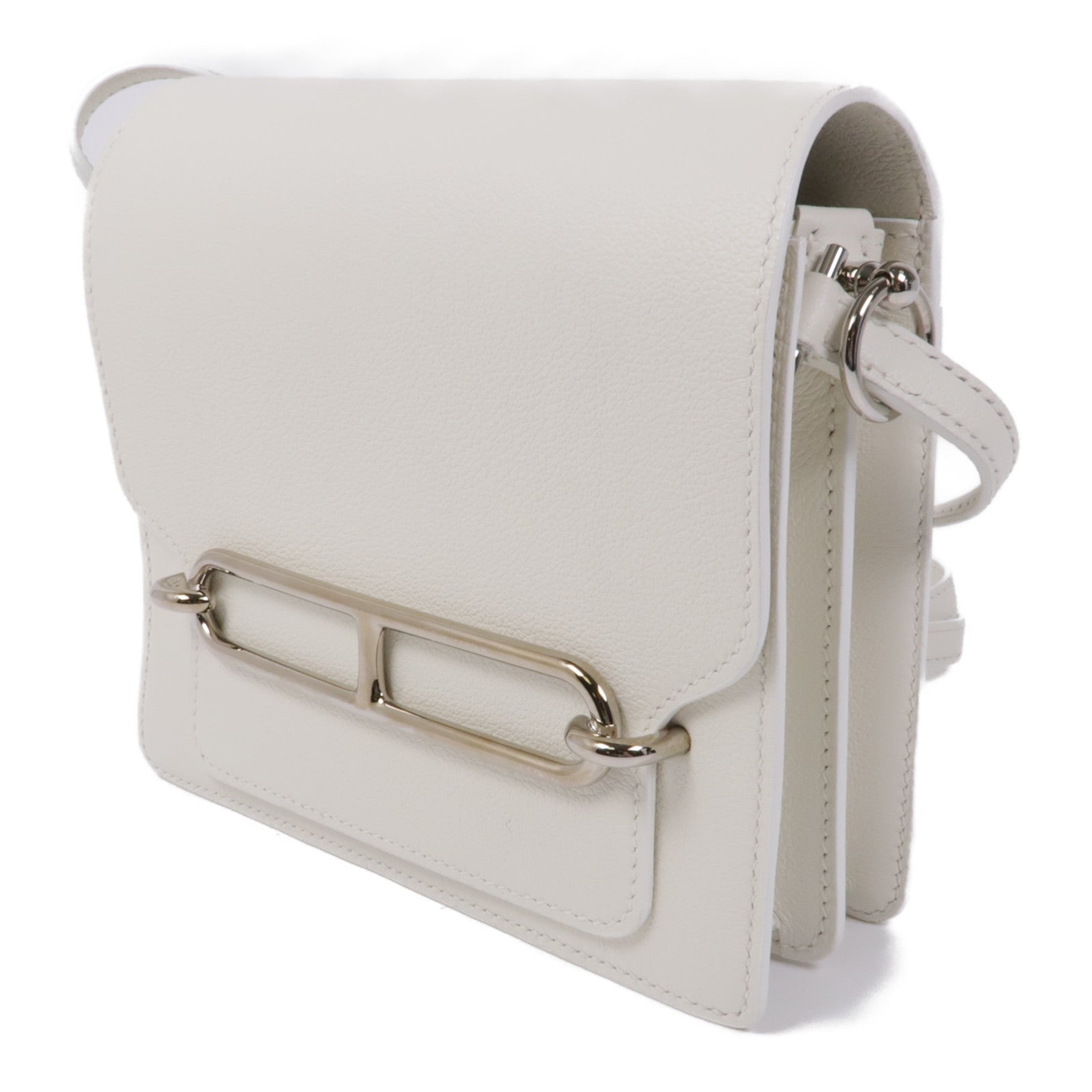 HERMES Evercolor皮革Mini Roulis銀扣肩背袋Gris Parle