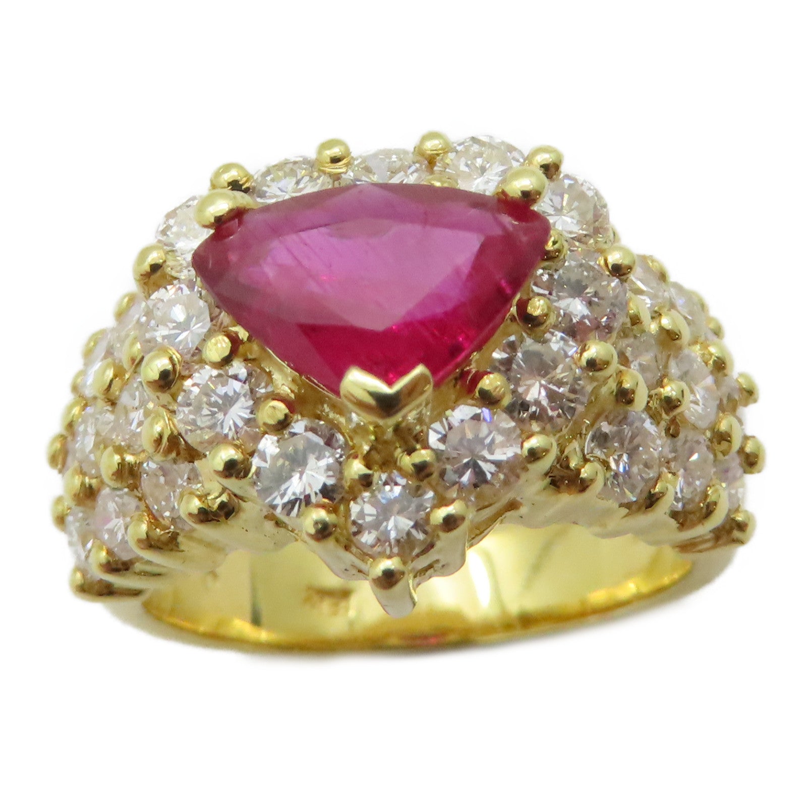 JEWELRY 18K黃金Ruby Diamond Ring 1.25ct紅寶石/1.90ct鑽石戒指US#6.5