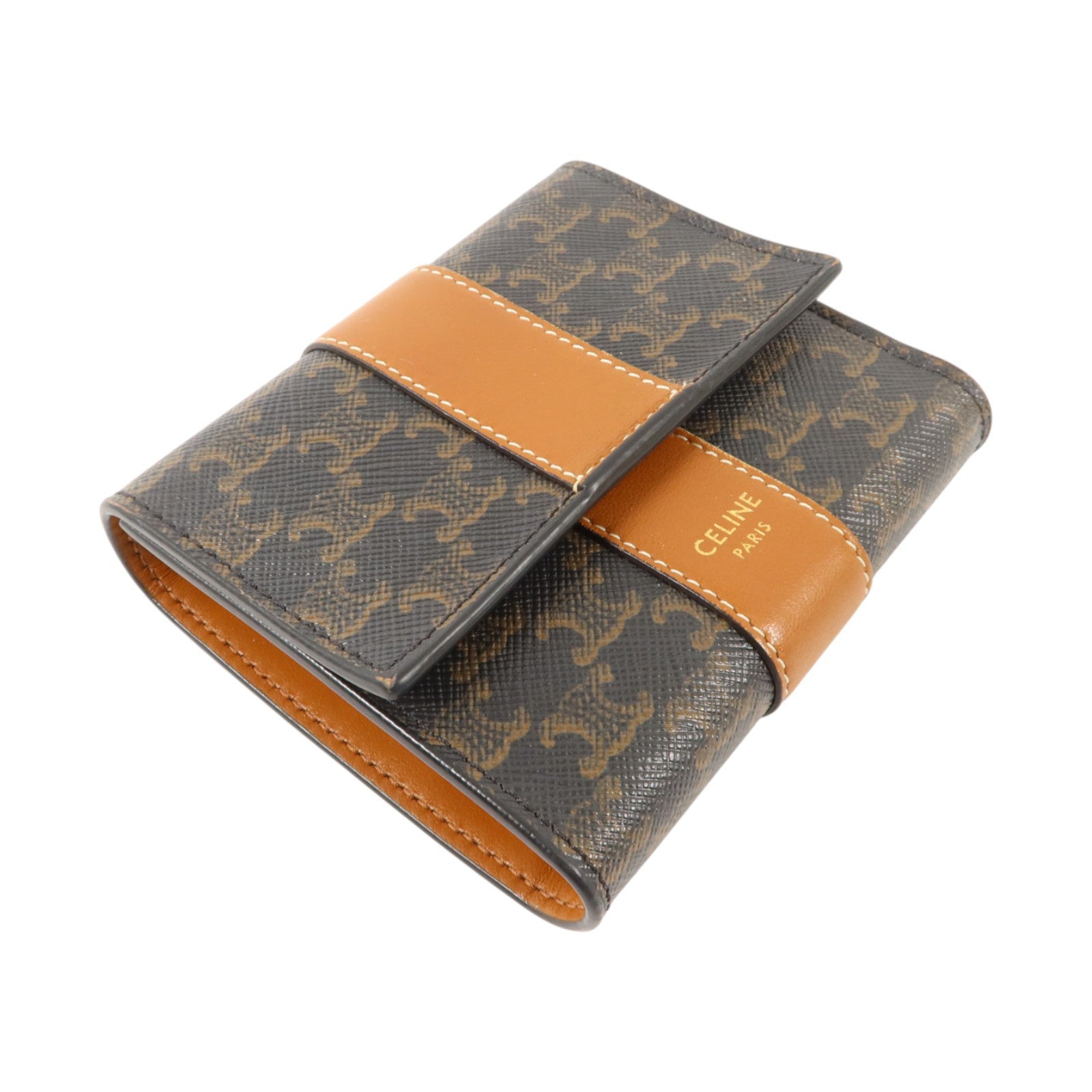CELINE 塗層帆布Small Trifold Wallet金扣錢包