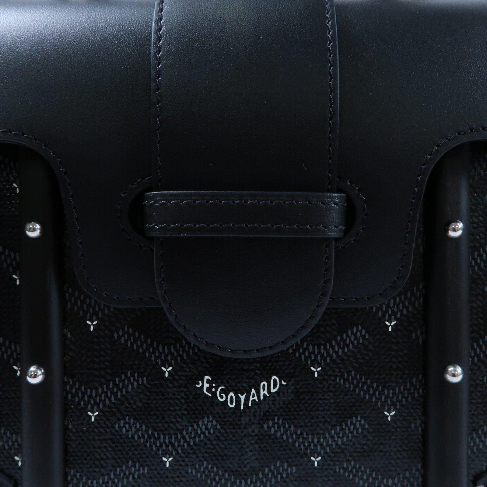 GOYARD 塗層帆布Saigon Mini Structured Jet Black銀扣手挽肩背兩用袋