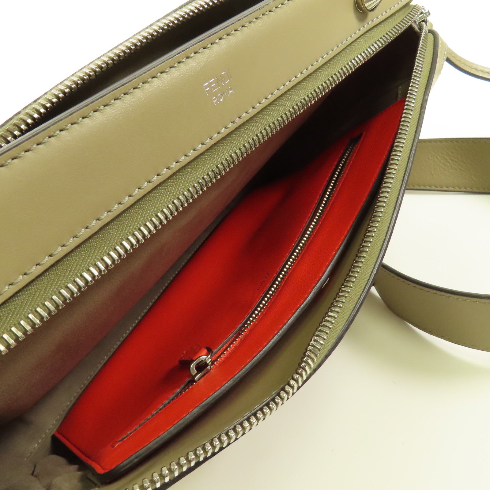 FENDI SHW Dotcom 2Way Shoulder Hand Bag Calfskin Leather 8BN293 Gray