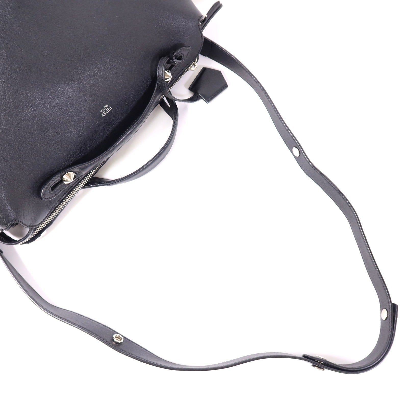 FENDI SHW By The Way 2 Way Shoulder Bag Handbag 8BL125 Calfskin Leather Black