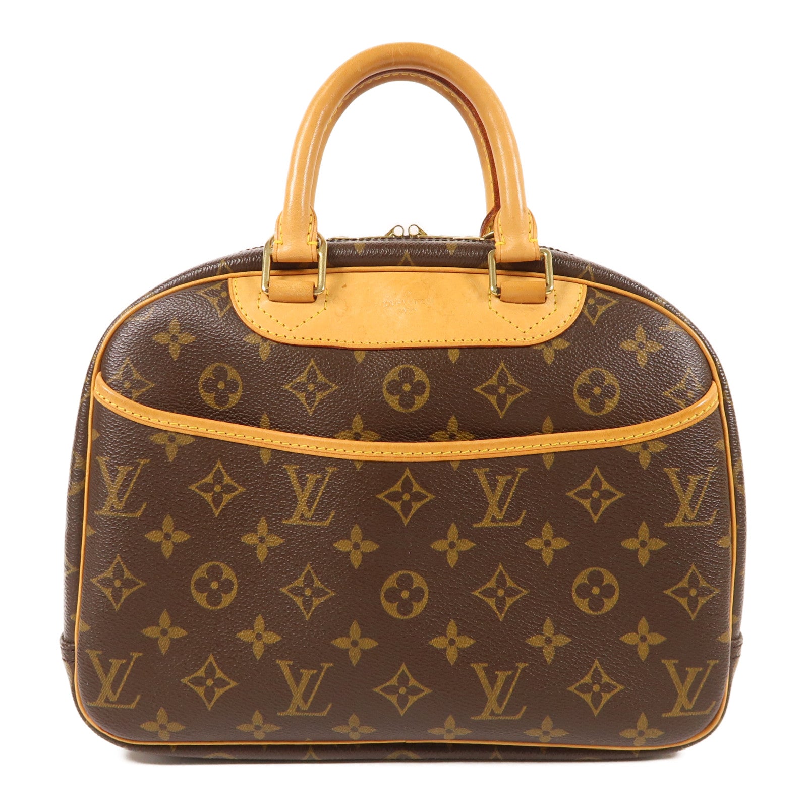 LOUIS VUITTON Monogram Trouville金扣手挽袋棕色