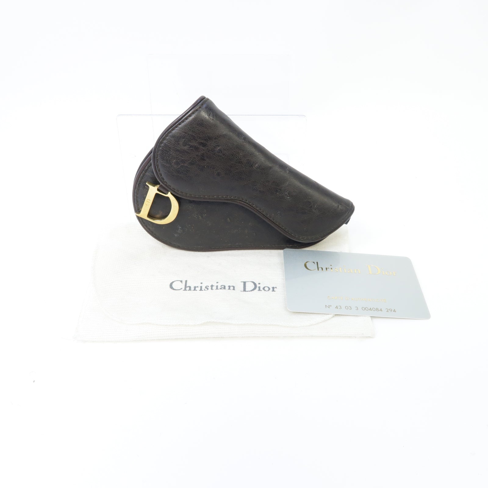Dior **【激減優惠】駝鳥皮革Coin Case金扣零錢包啡色