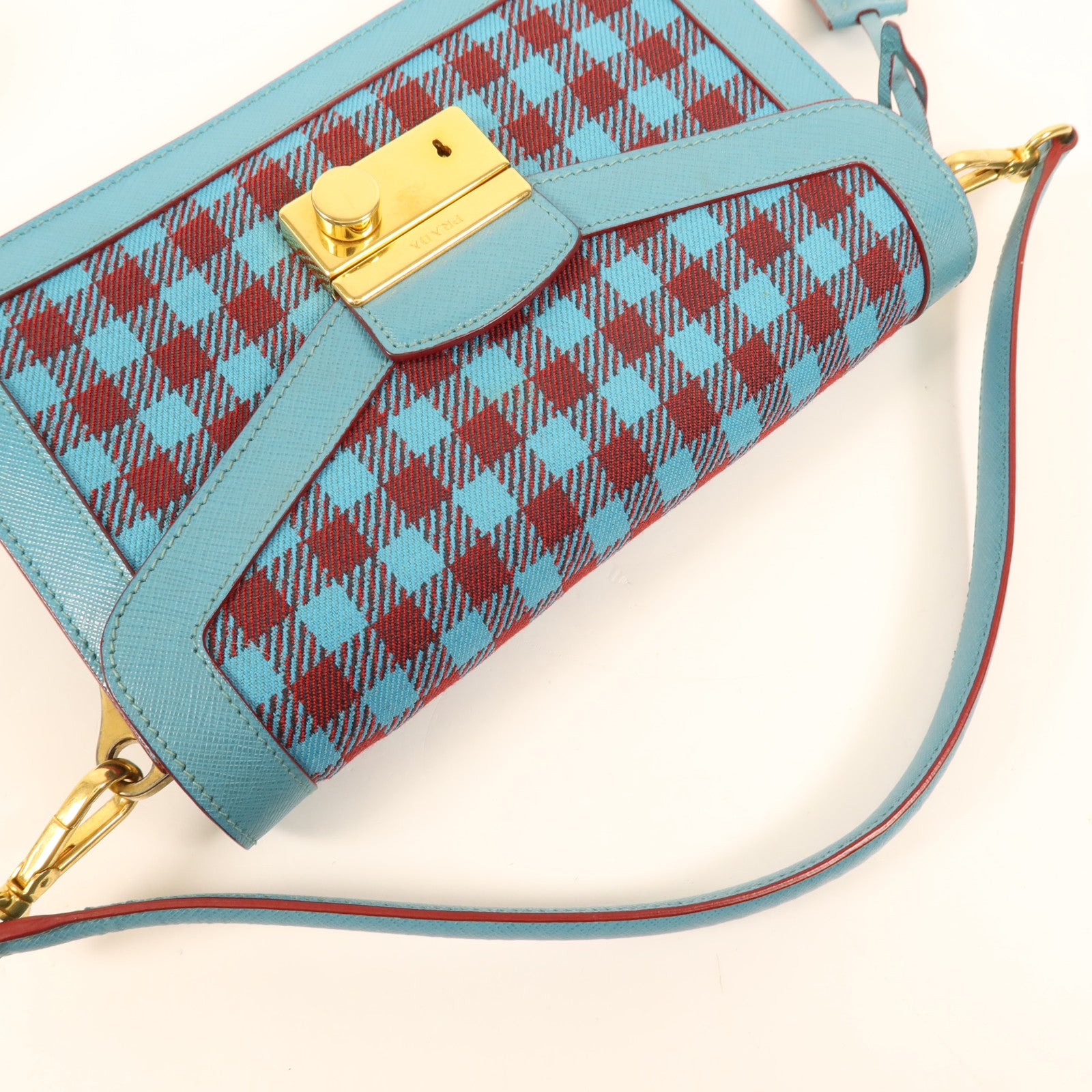 PRADA 帆布Shoulder Bag金扣肩背袋