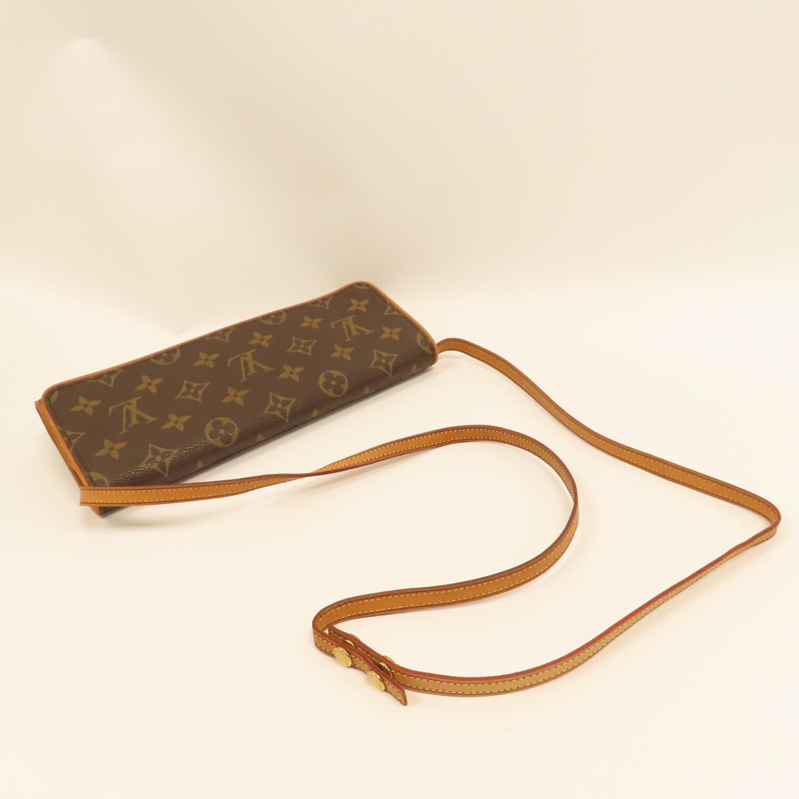 LOUIS VUITTON Monogram Pochette Twin GM金扣肩背袋啡色