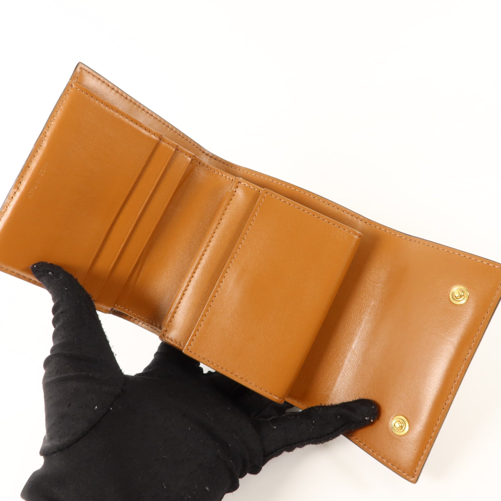 CELINE 塗層帆布Small Trifold Wallet金扣錢包