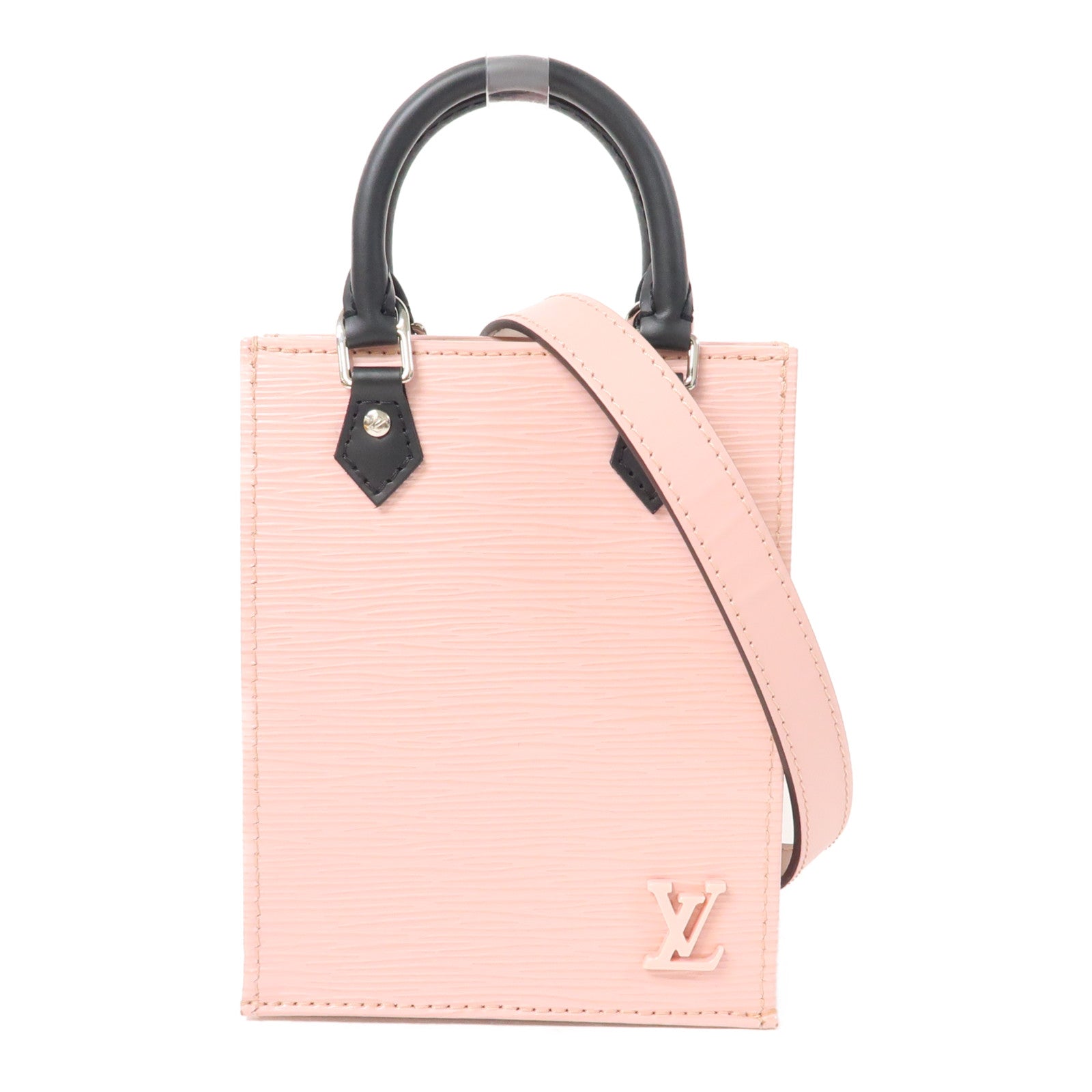 LOUIS VUITTON 【激減優惠】Epi Petit Sac Plat銀扣肩背袋粉紅色/黑色