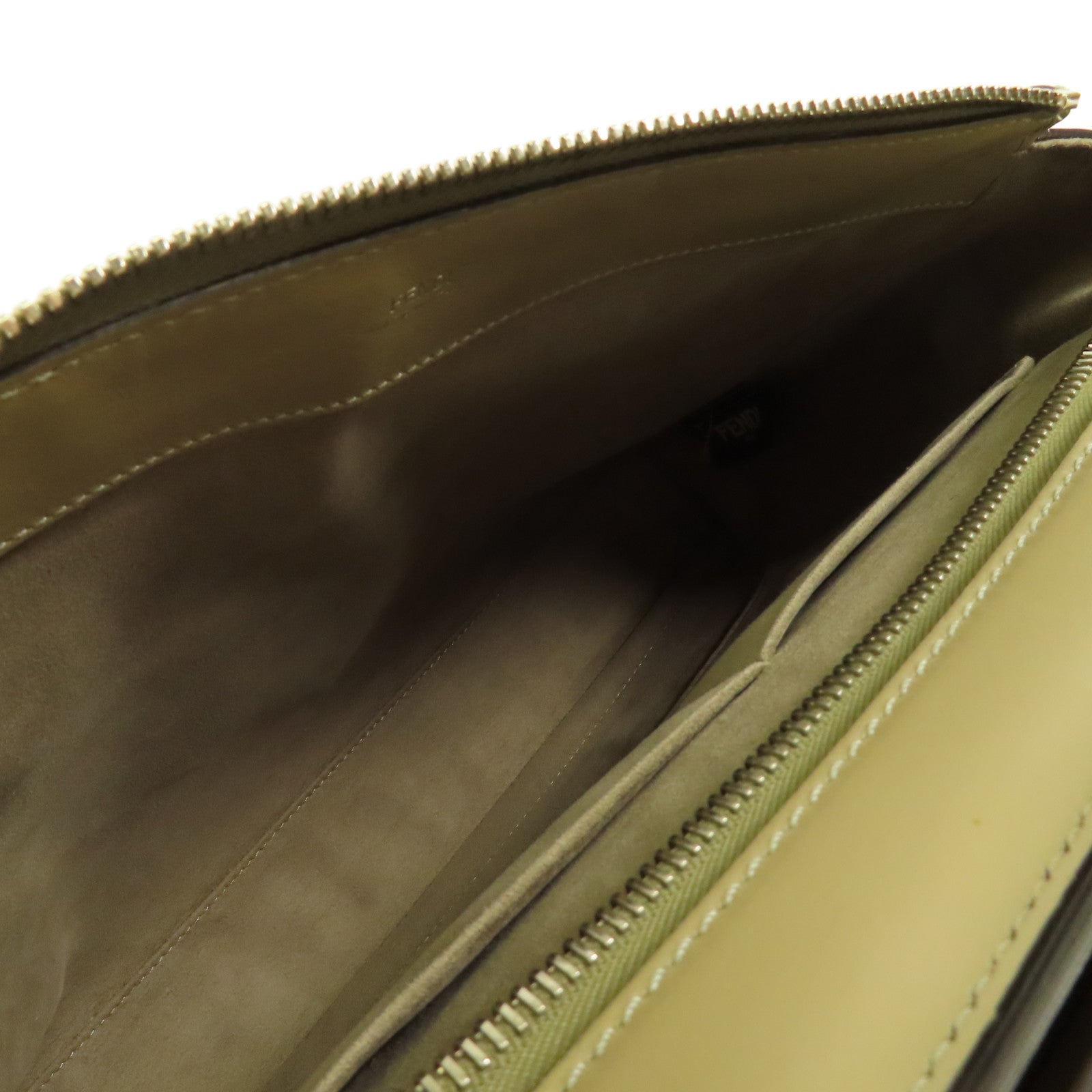 FENDI SHW Dotcom 2Way Shoulder Hand Bag Calfskin Leather 8BN293 Gray