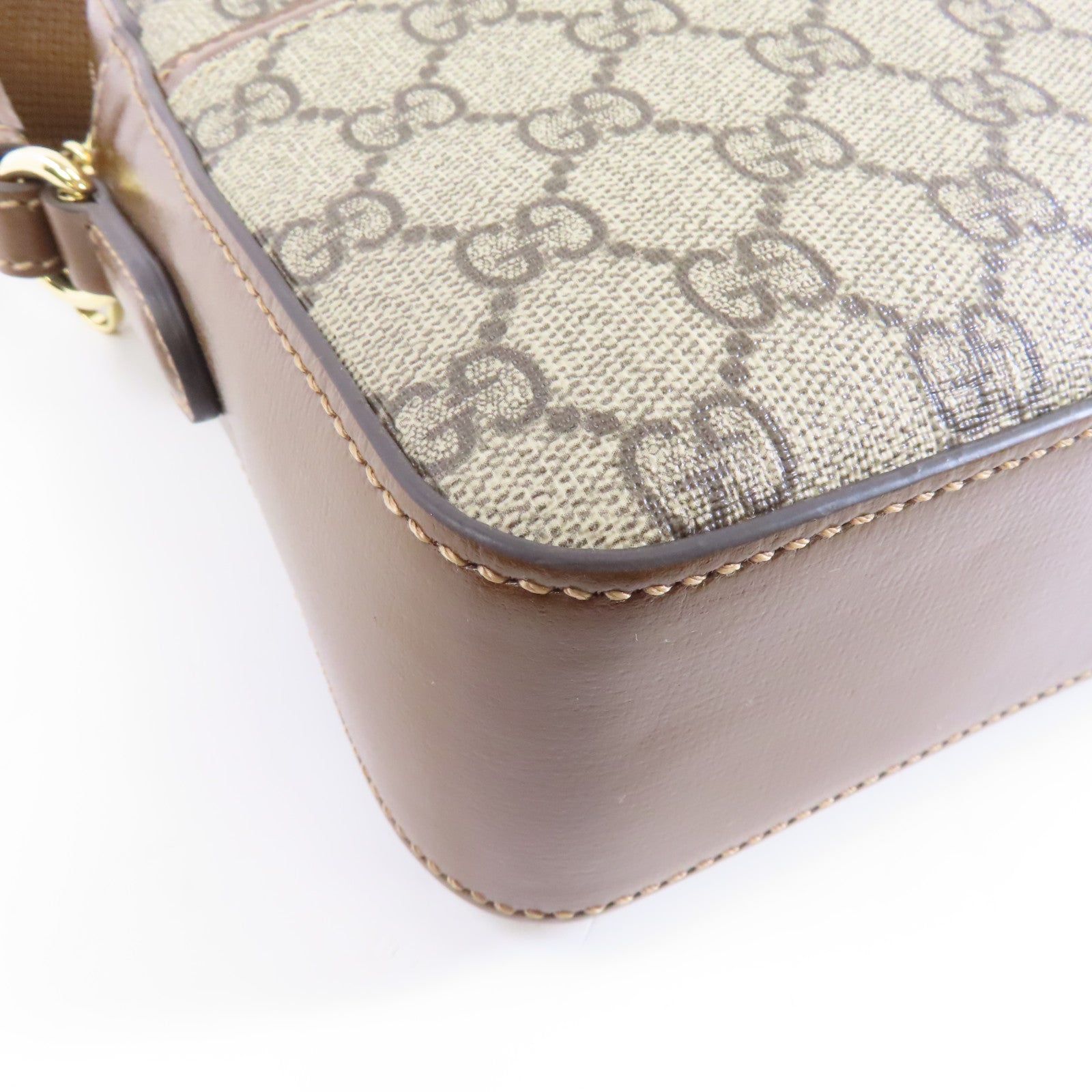 GUCCI 塗層帆布Interlocking G Bag金扣肩背袋啡色