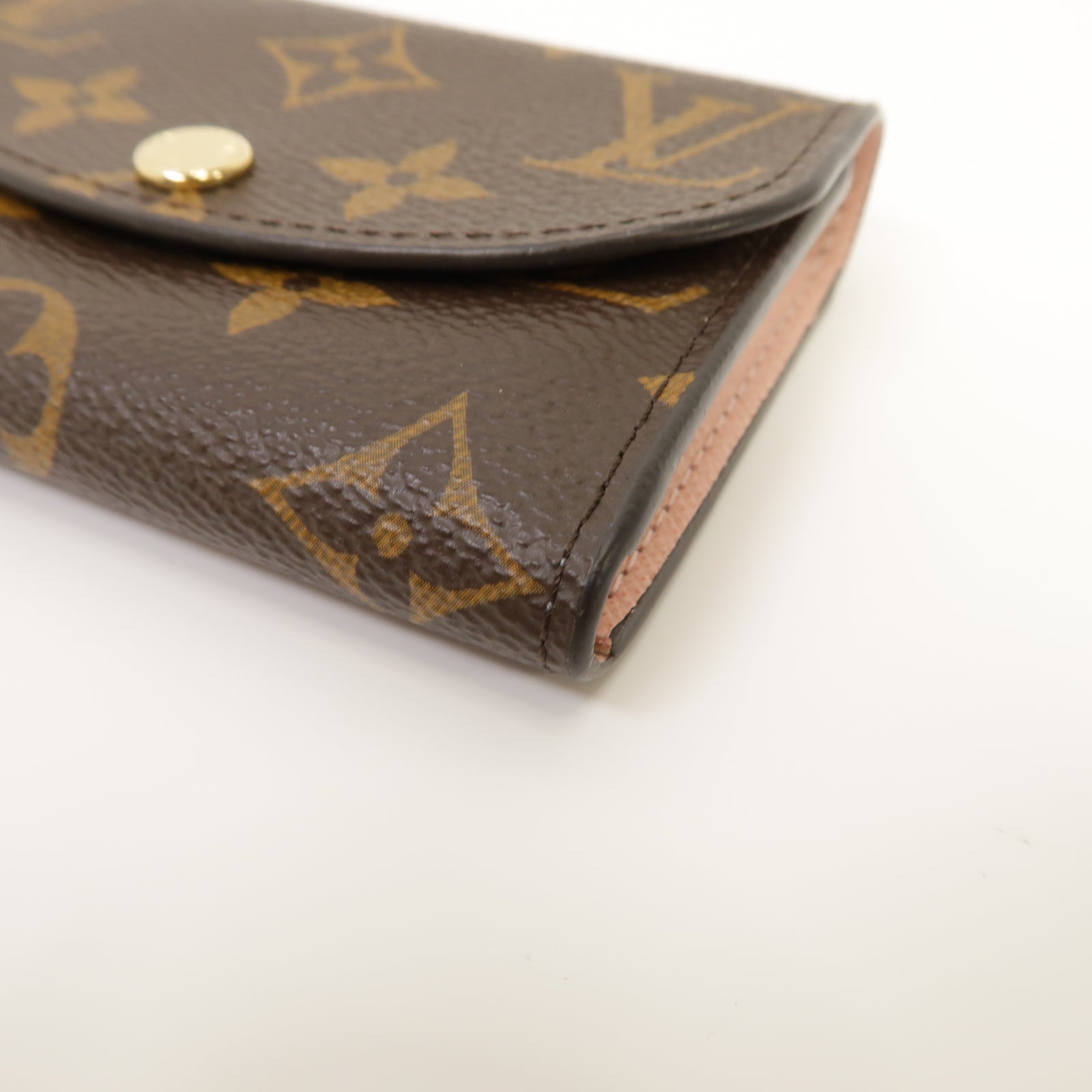 LOUIS VUITTON Monogram Rosalie金扣零錢包粉紅色/棕色
