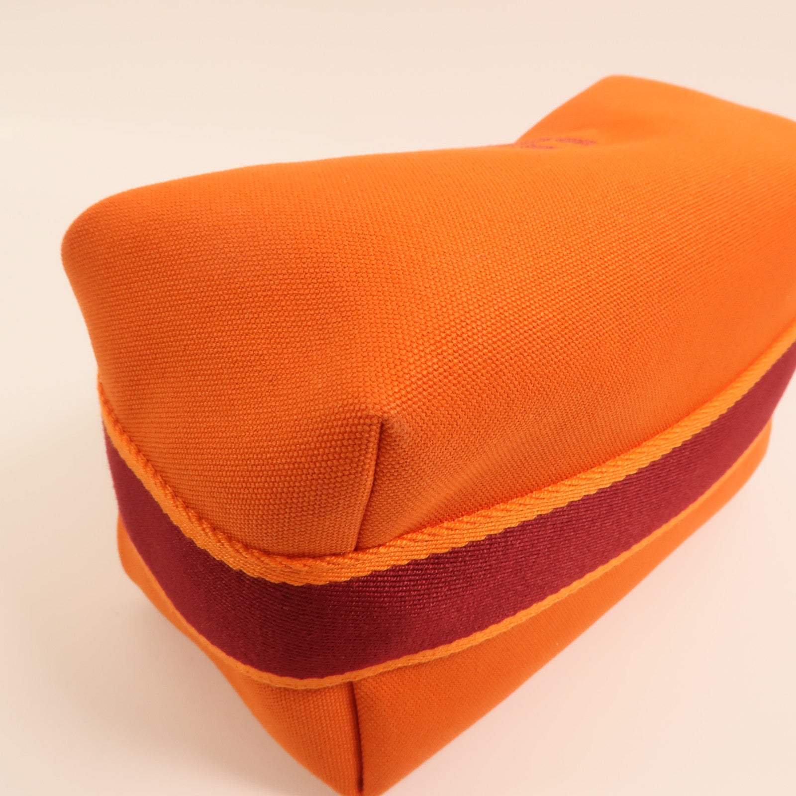 HERMES 帆布Bride A Brac Case PM銀扣手挽袋Orange