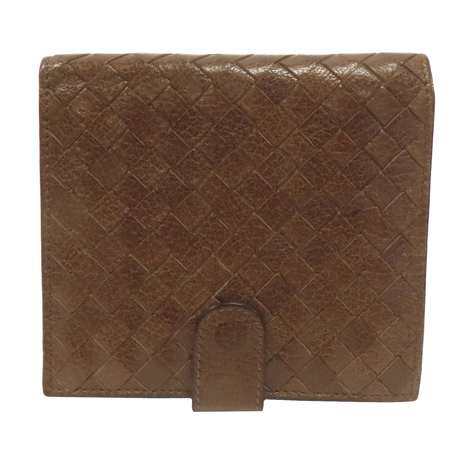 BOTTEGA VENETA 【激減優惠】織紋皮革Wallet金扣鈕扣錢包啡色