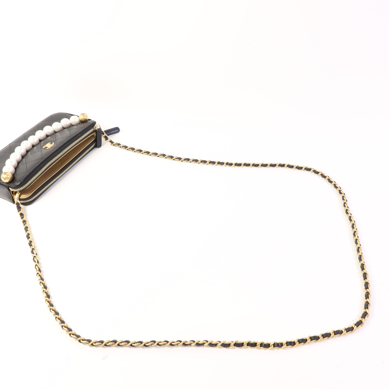 CHANEL 【激減優惠】牛皮皮革Wallet On Chain金扣鏈帶肩背袋